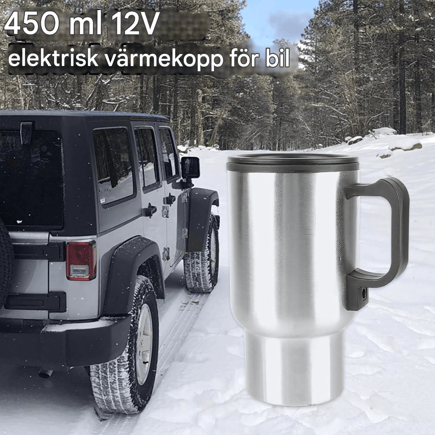 CarBrew - 12V elektrisk termokrus 450ml for bil, kaffe og te på farten