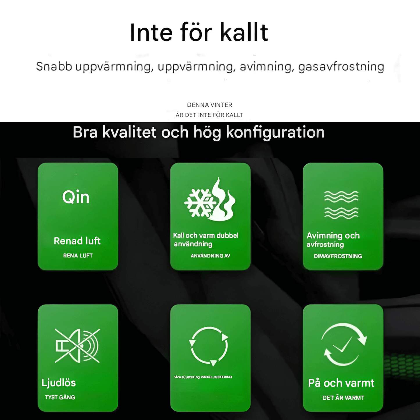 HeatMate – Bærbar bilvarmer med tining og fjerning av dugg for 12V/24V