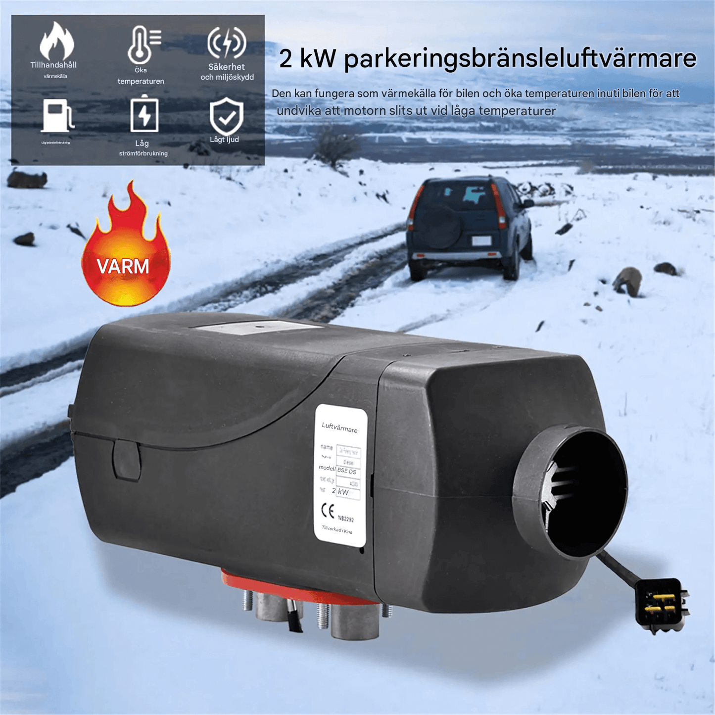 DieselHeat – Dieselvarmer 5KW 12V med LCD og fjernkontroll for bil, bobil, båt og hytte