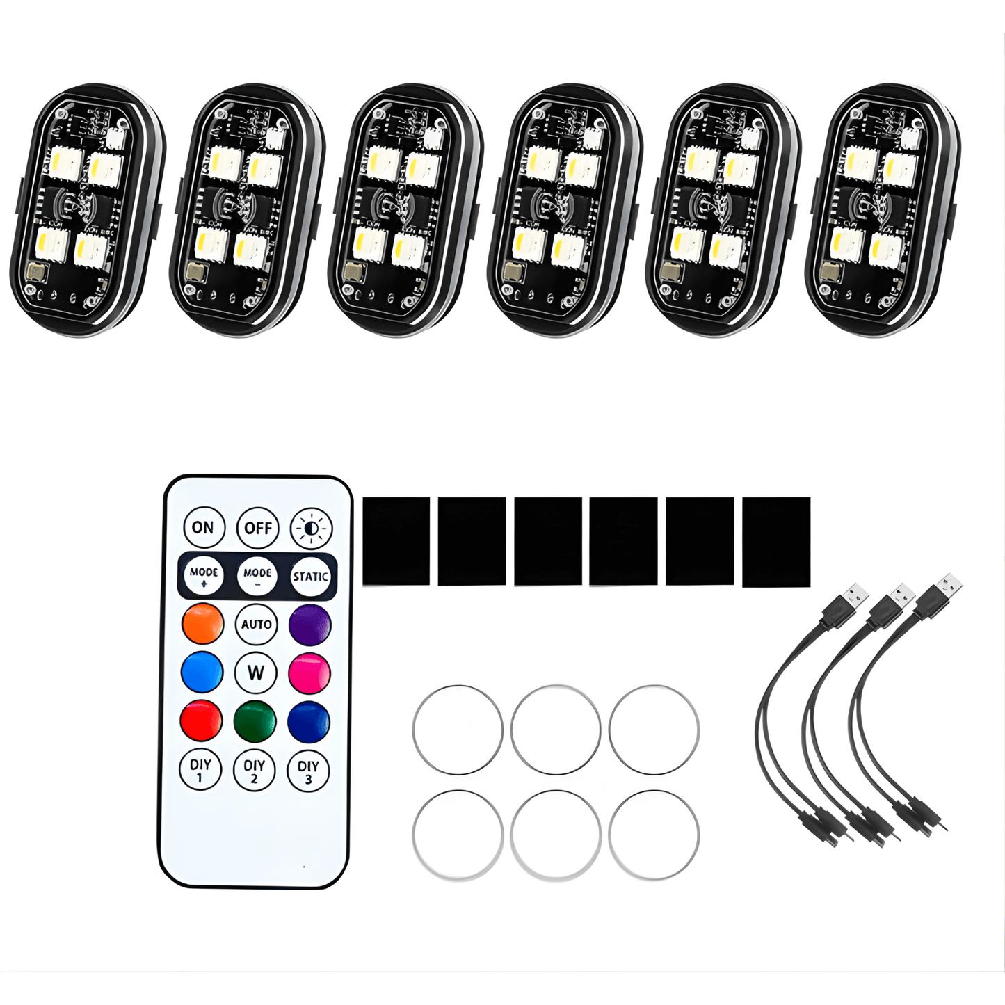 AeroGlow – RGB Strobe Lights för Bil, Motorcykel, Cykel och Drone med Trådlös Fjärrkontroll & Flera Ljuseffekter