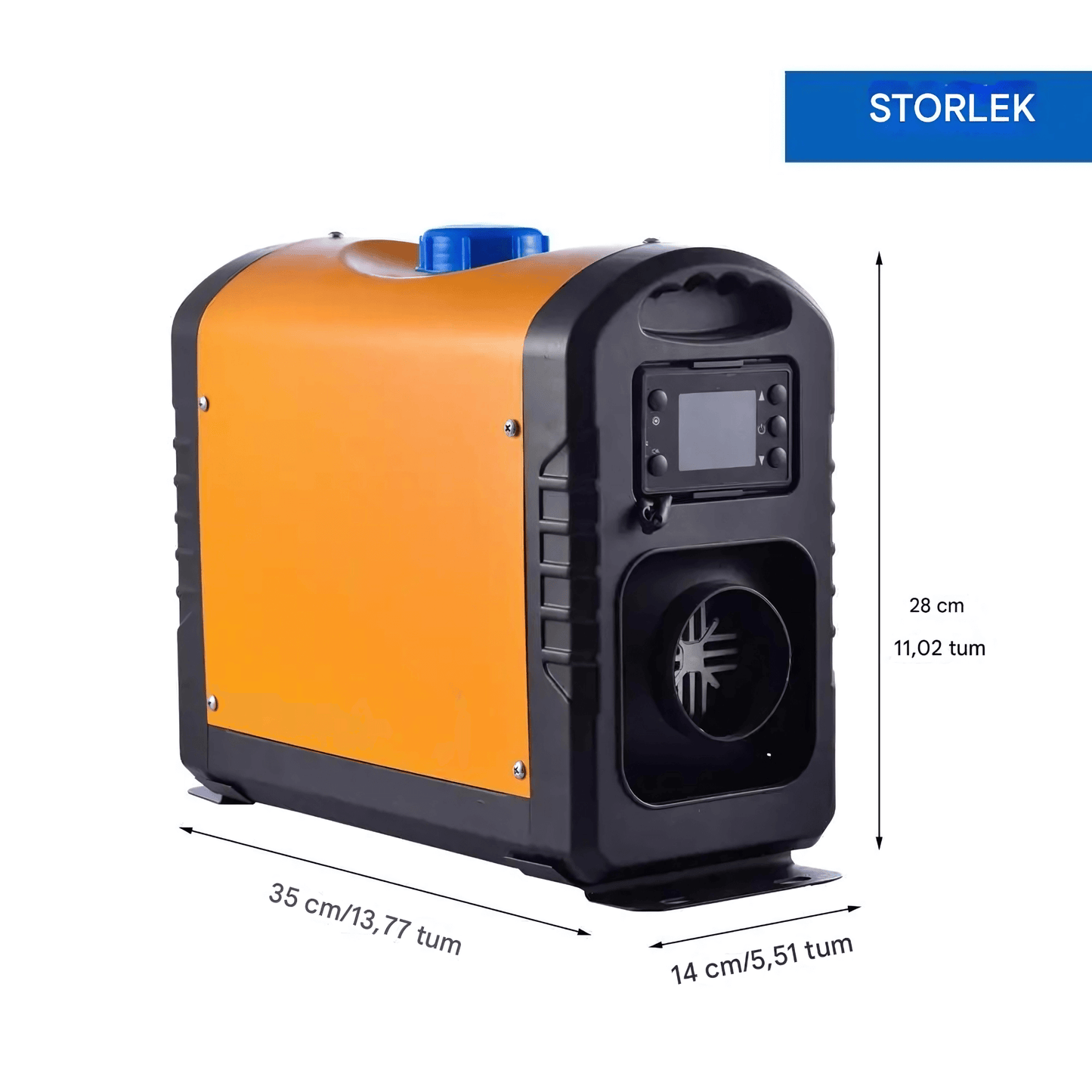 HeatPort – Dieselvarmer 5KW 12V med LCD og fjernkontroll for bil, bobil, båt og campingvogn