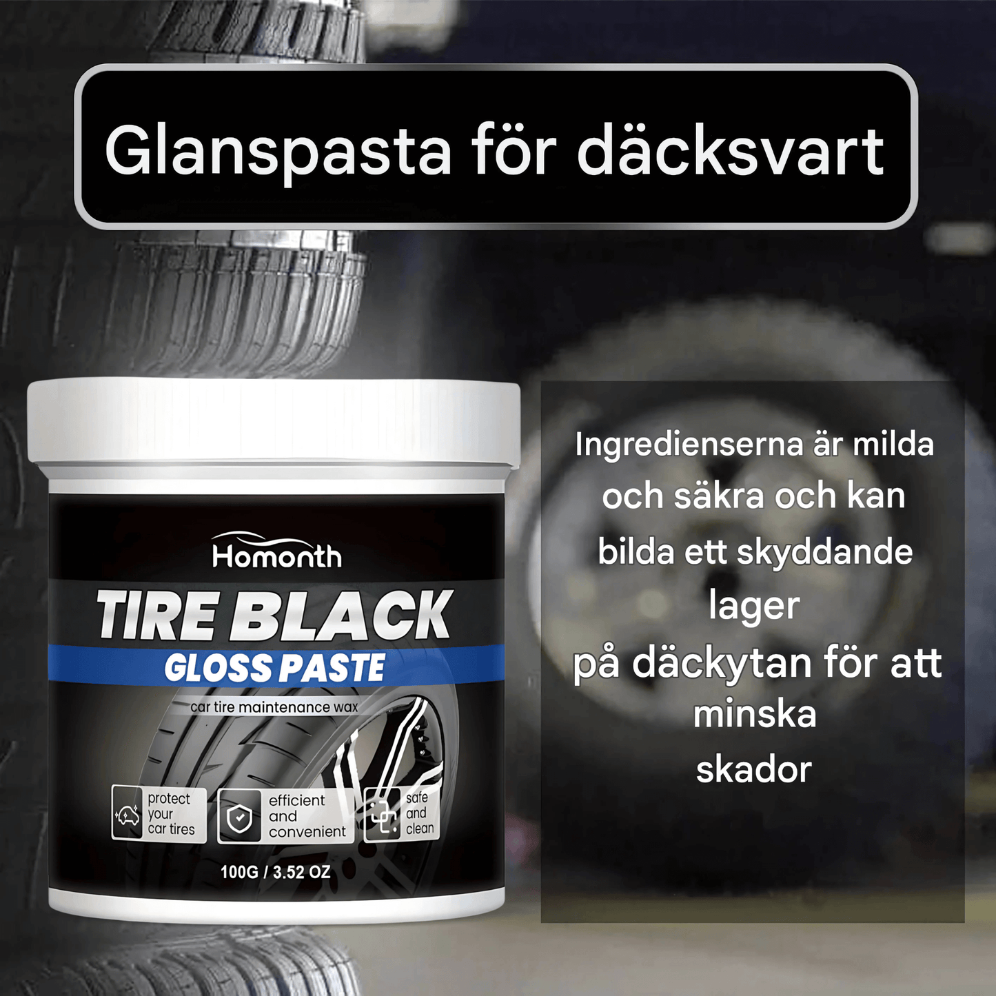 GlossTire – Dekkvoks med langvarig glans og antialdringseffekter for bilvedlikehold