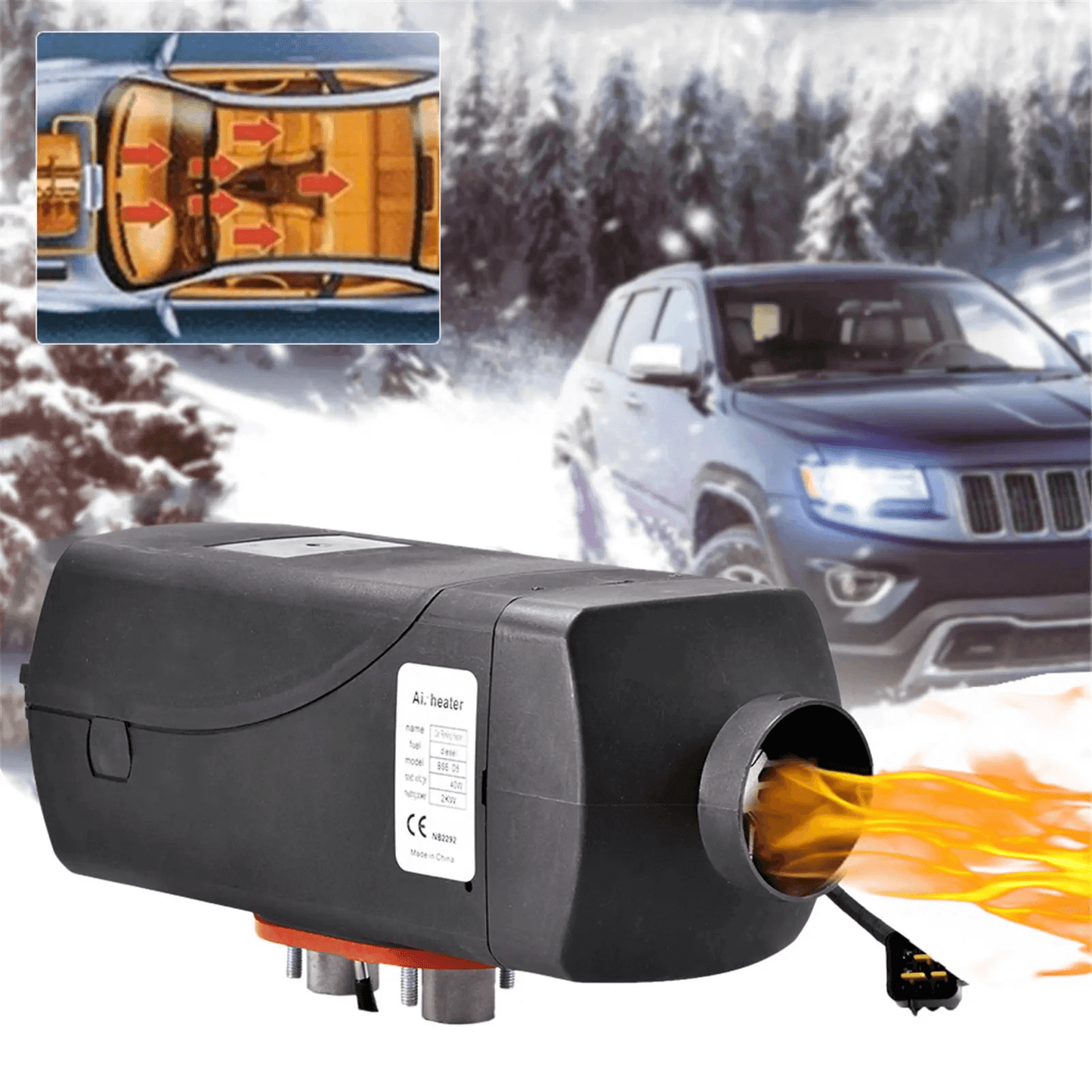 DieselHeat – Dieselvarmer 5KW 12V med LCD og fjernkontroll for bil, bobil, båt og hytte