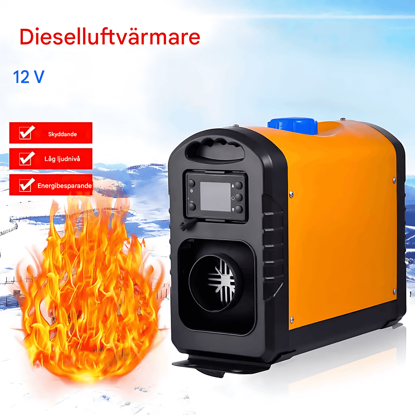HeatPort – Dieselvarmer 5KW 12V med LCD og fjernkontroll for bil, bobil, båt og campingvogn