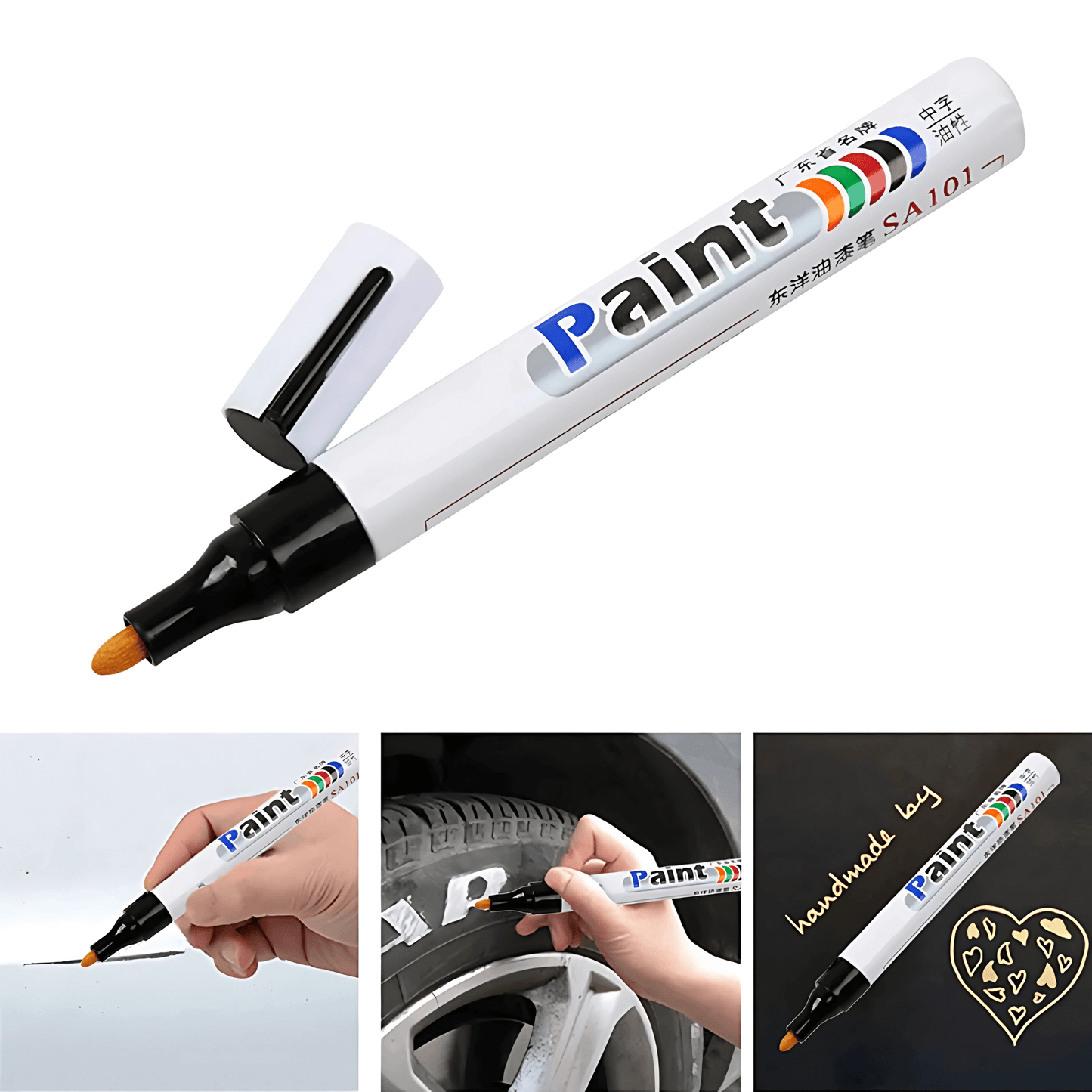 PaintMark - Dekkutskjæringspenn | Vanntett maling- og dekkmerkingspenn for metall, gummi og glass