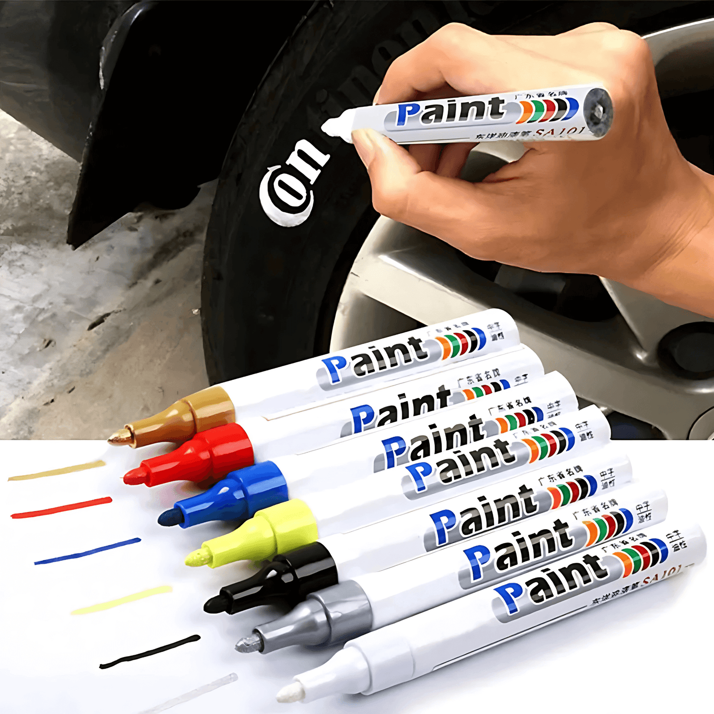 PaintMark - Dekkutskjæringspenn | Vanntett maling- og dekkmerkingspenn for metall, gummi og glass