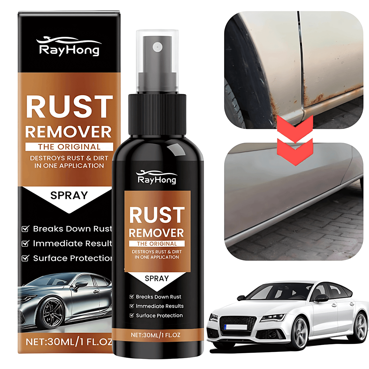 IronFade - Rustfjerningsspray for biler og verktøy | Metallrengjøring uten sliping