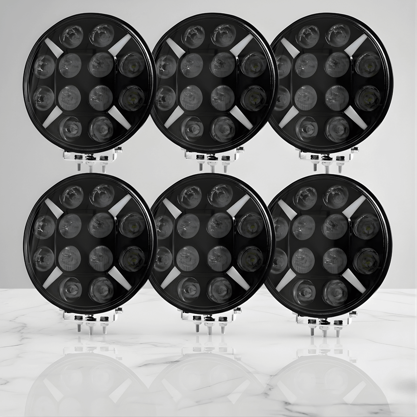 RuggedBeam – 7" Rund Off-Road LED Arbets- och Strålkastare för Jeep, SUV, Lastbil och ATV 12/24V