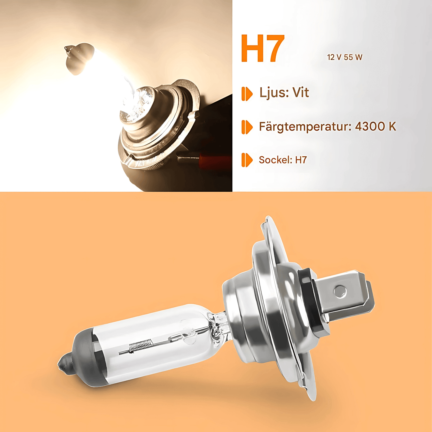 BrightVolt - 10-pakning H7 halogenpærer 12V 55W 4300K for tåkelys og frontlykter