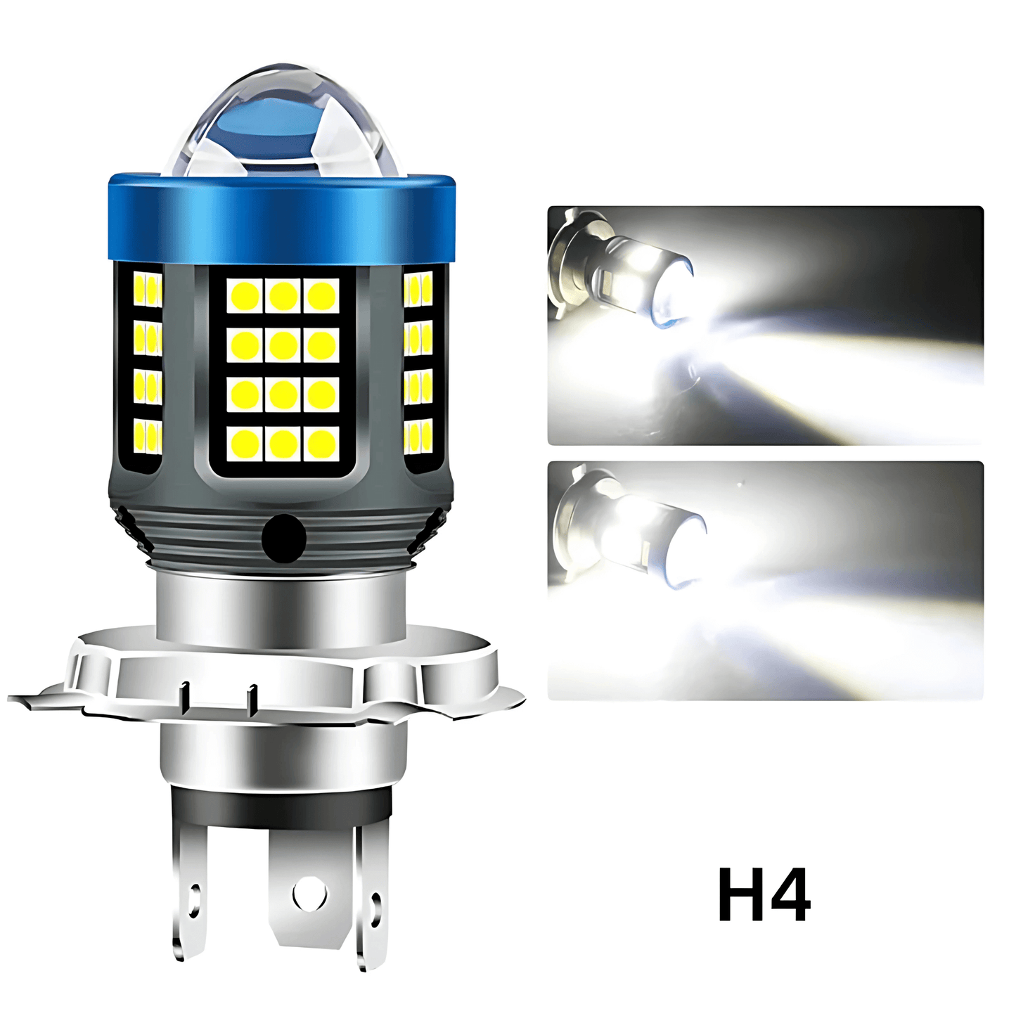 BrightGlide - LED motorsykkellys | H4 BA20D hvit og gul hi-lo frontlykt for scooter og MC