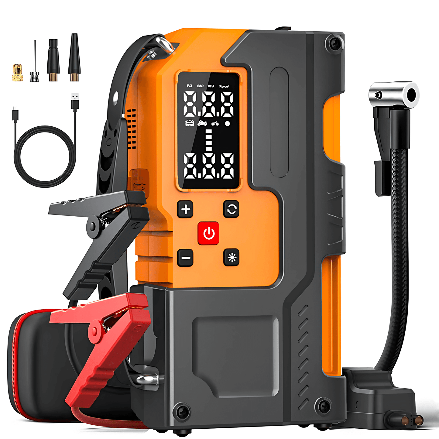 PowerDrive - Portabel Starthjälp, Däckpump & Powerbank med Digital Display