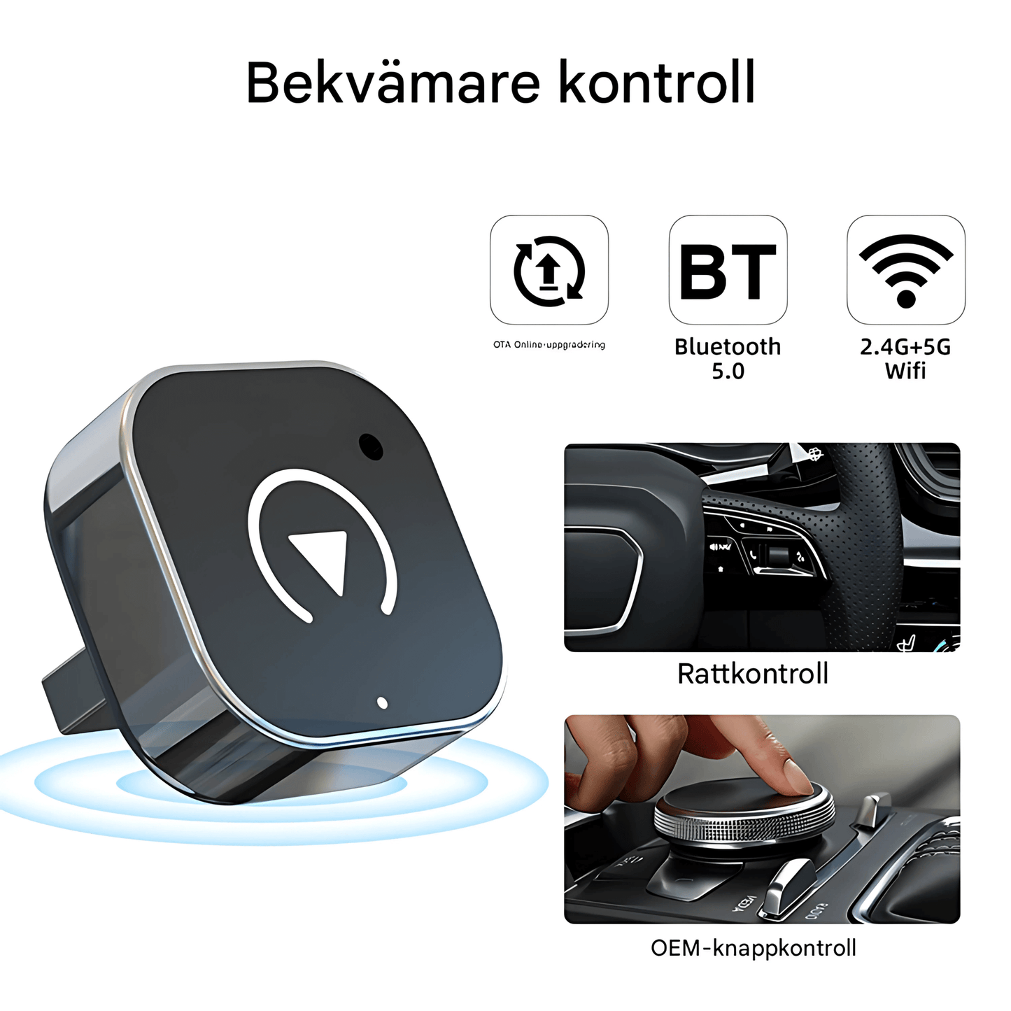 AutoLink 2.0 – Trådløs adapter | Gjør din kablede CarPlay om til trådløs CarPlay og Android Auto