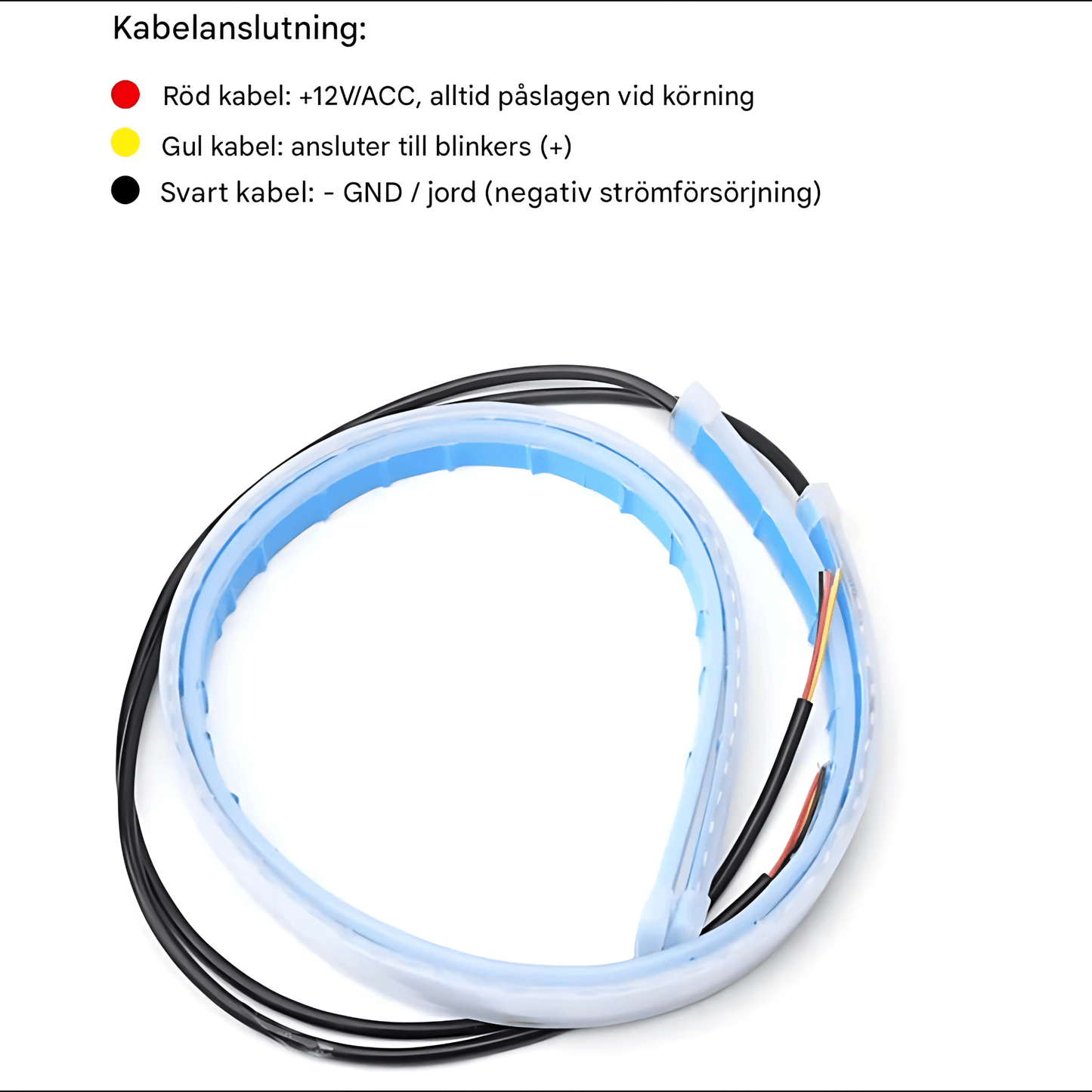 DriveGlow - LED-striper for frontlykter | Fleksible 30 cm kjørelys med blinklys- og bremselysfunksjon for bil