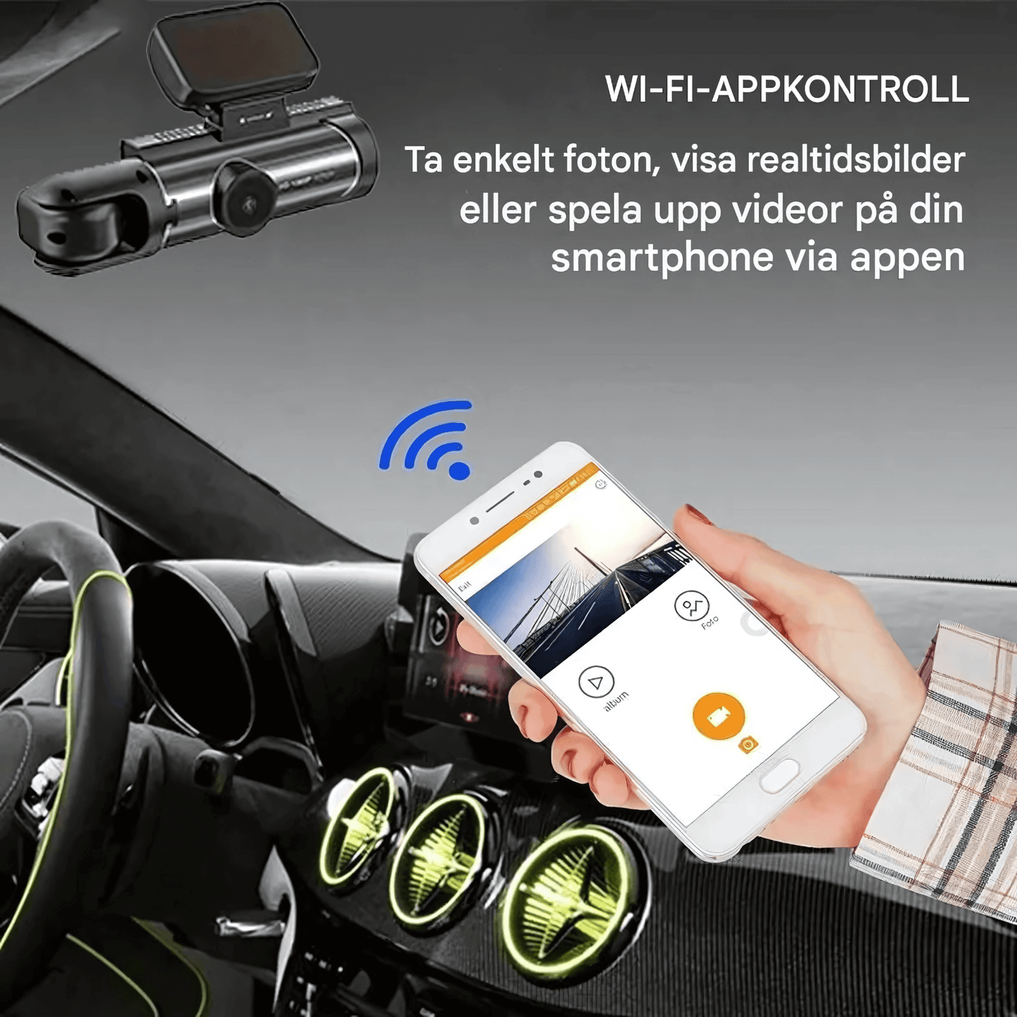 RoadSight – 1080P WiFi Dashcam med Nattläge, Rörelsedetektering & 24h Parkeringsövervakning