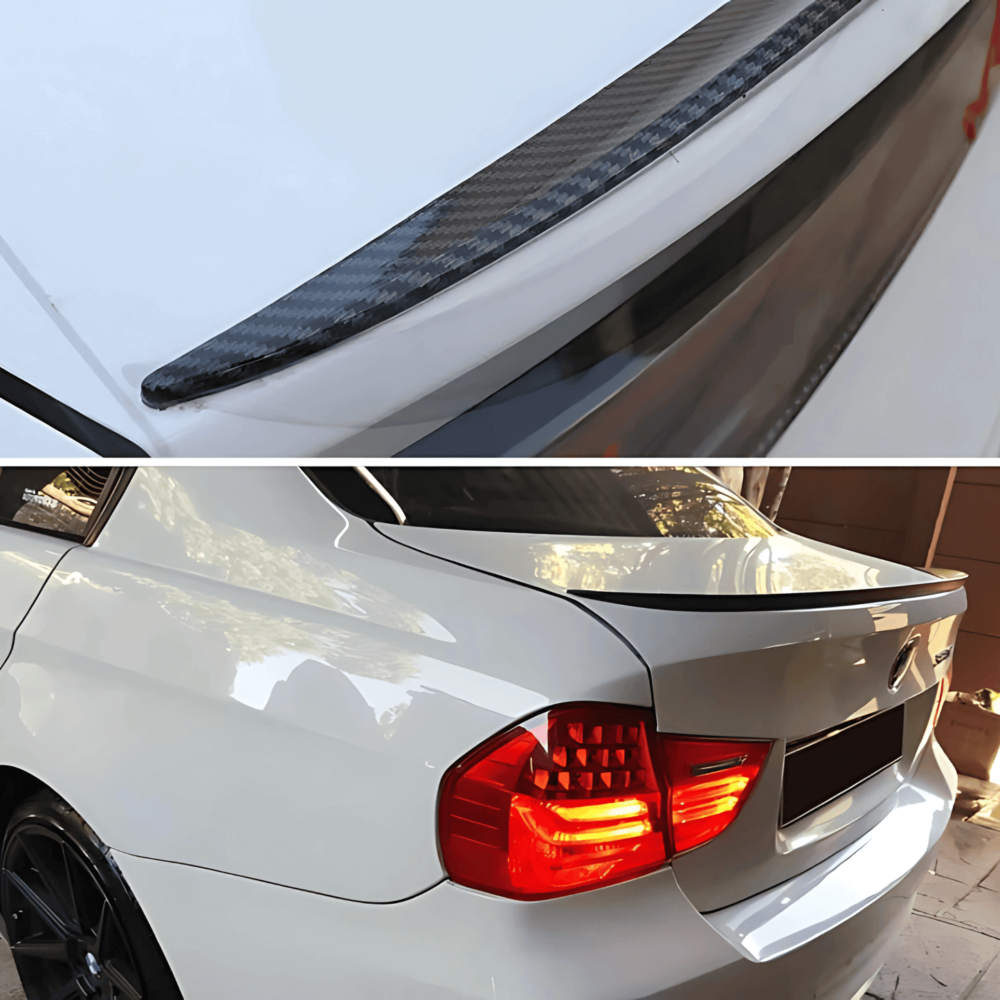 AeroShine - Bakluckespoiler | Glossy Svart & Kolfiberlook Universal Spoiler för Sportigare Bilprofil