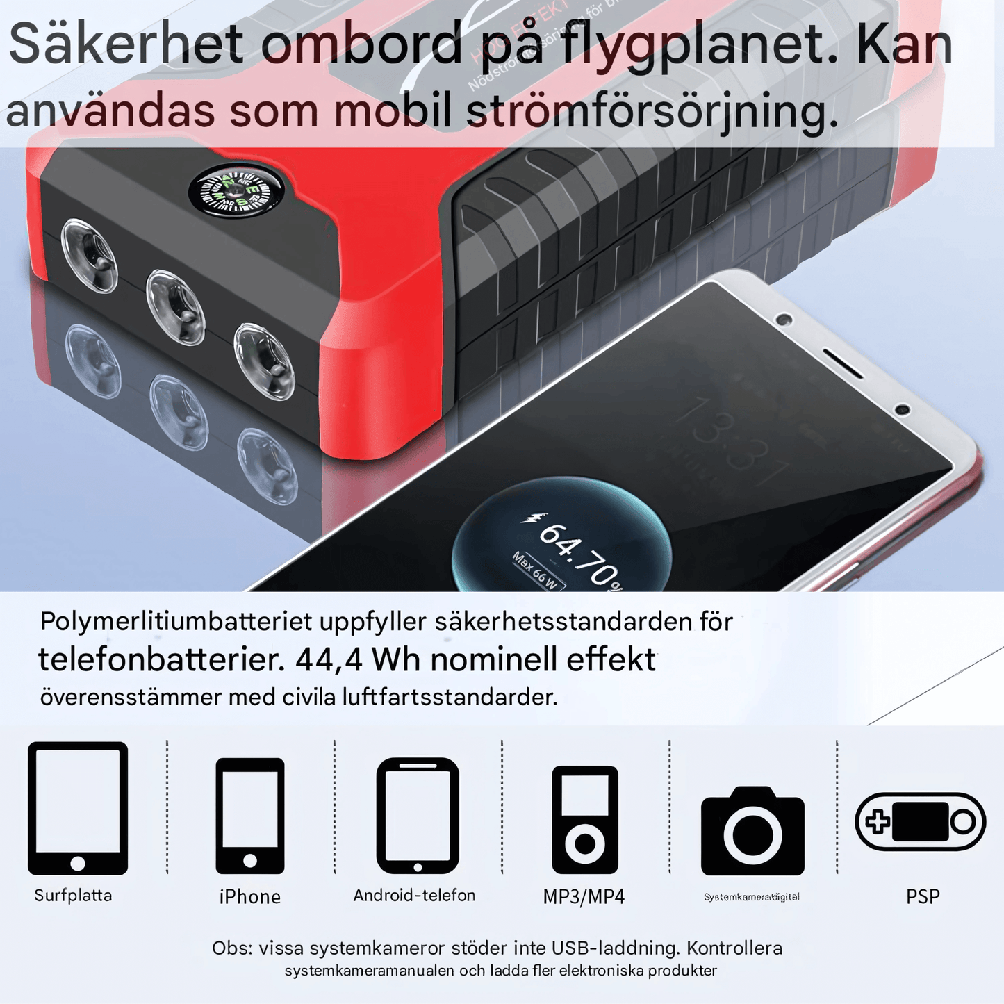 PowerBoost – Bærbar jumpstarter, powerbank og LED-belysning med 99 800 mAh kapasitet