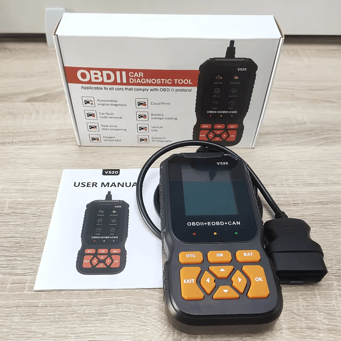 ScanDrive - V520 OBD2 Bilscanner med LiveData, Batteritest & Felkodsläsning för Bensin- och Dieselfordon