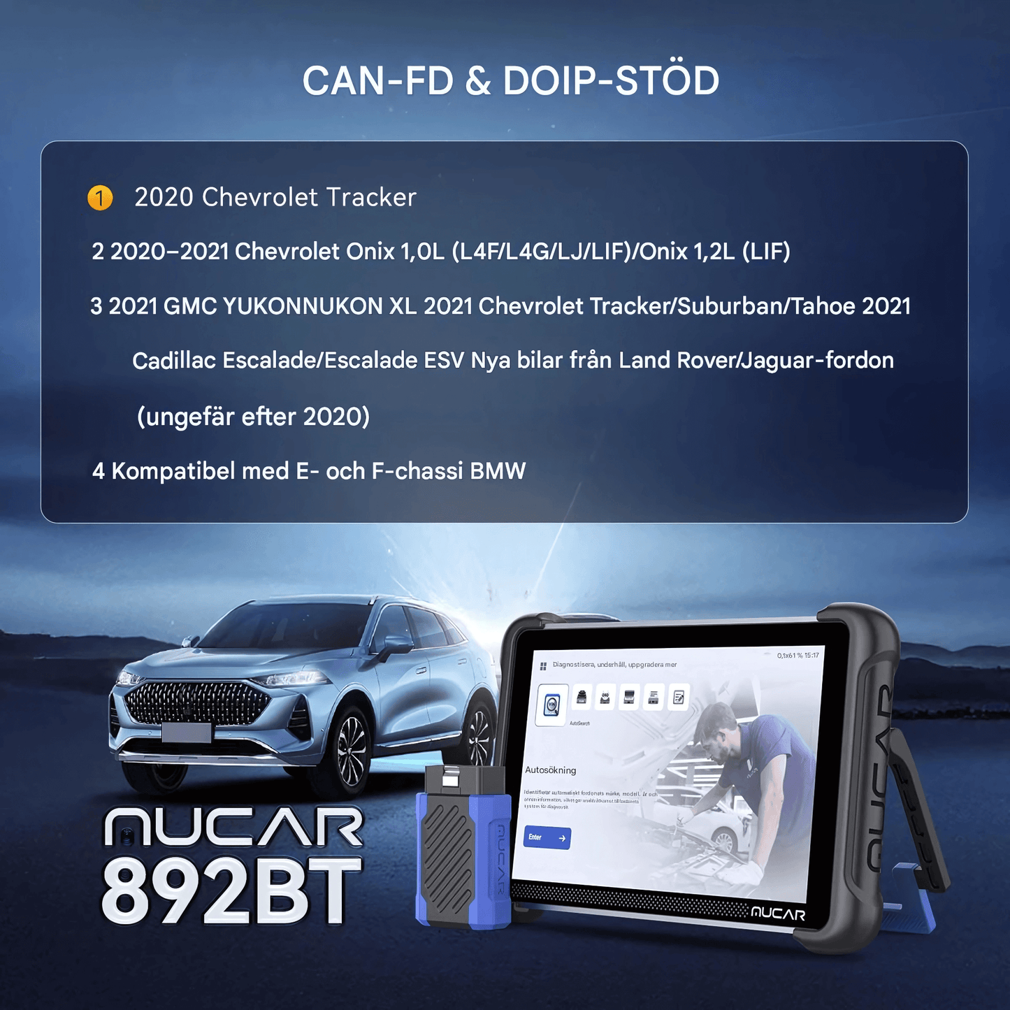 ScanForge - MUCAR 892BT OBD2 Diagnosverktyg | Fullsystem Bilscanner med Bi-Directional Test, 34 Resetfunktioner & ECU-Kodning