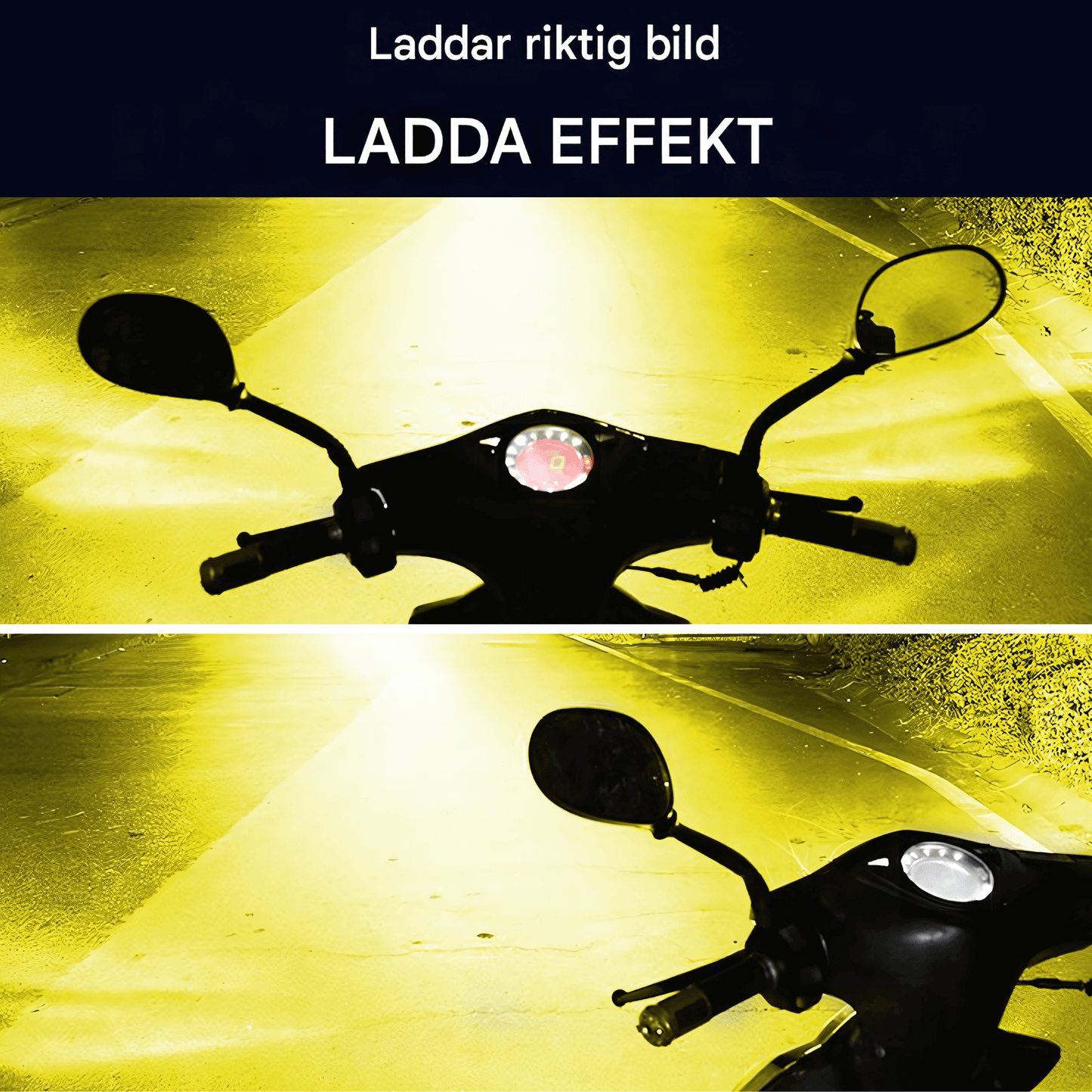 BrightGlide - LED motorsykkellys | H4 BA20D hvit og gul hi-lo frontlykt for scooter og MC