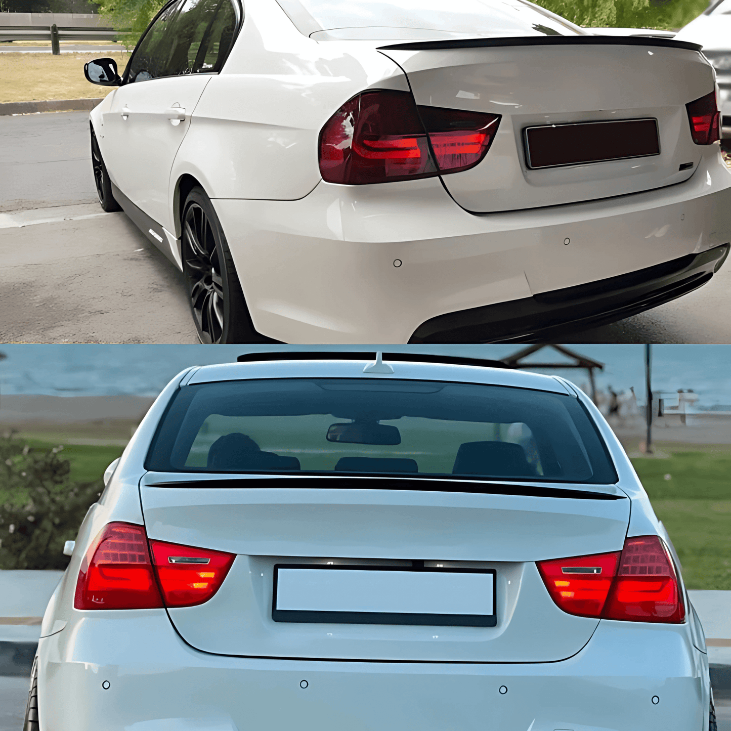 AeroShine - Bakluckespoiler | Glossy Svart & Kolfiberlook Universal Spoiler för Sportigare Bilprofil