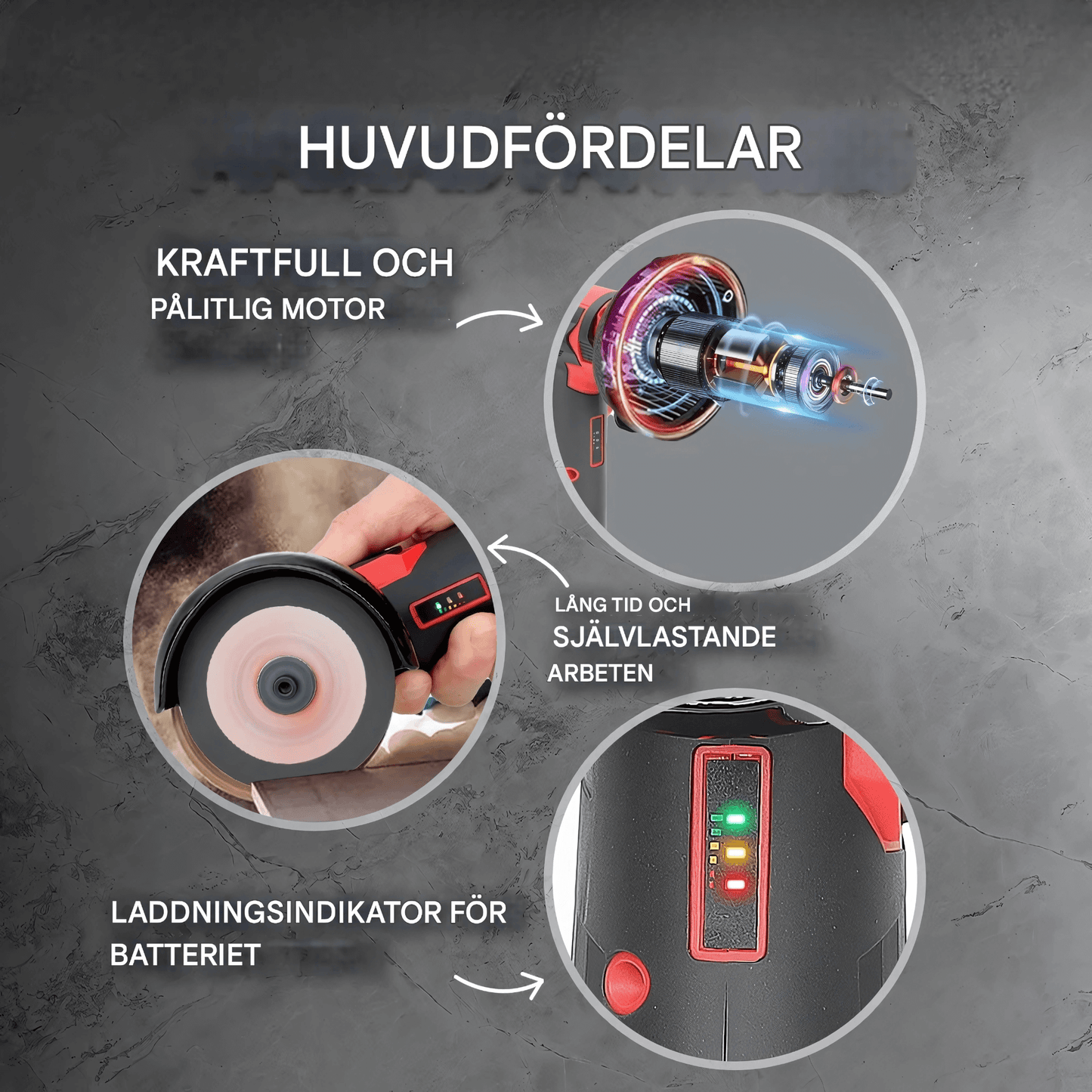 PowerEdge - Vinkelslip | 12 V Mini Slipmaskin med Bärbar Design för Slipning & Polering av Metall, Bil & Hem