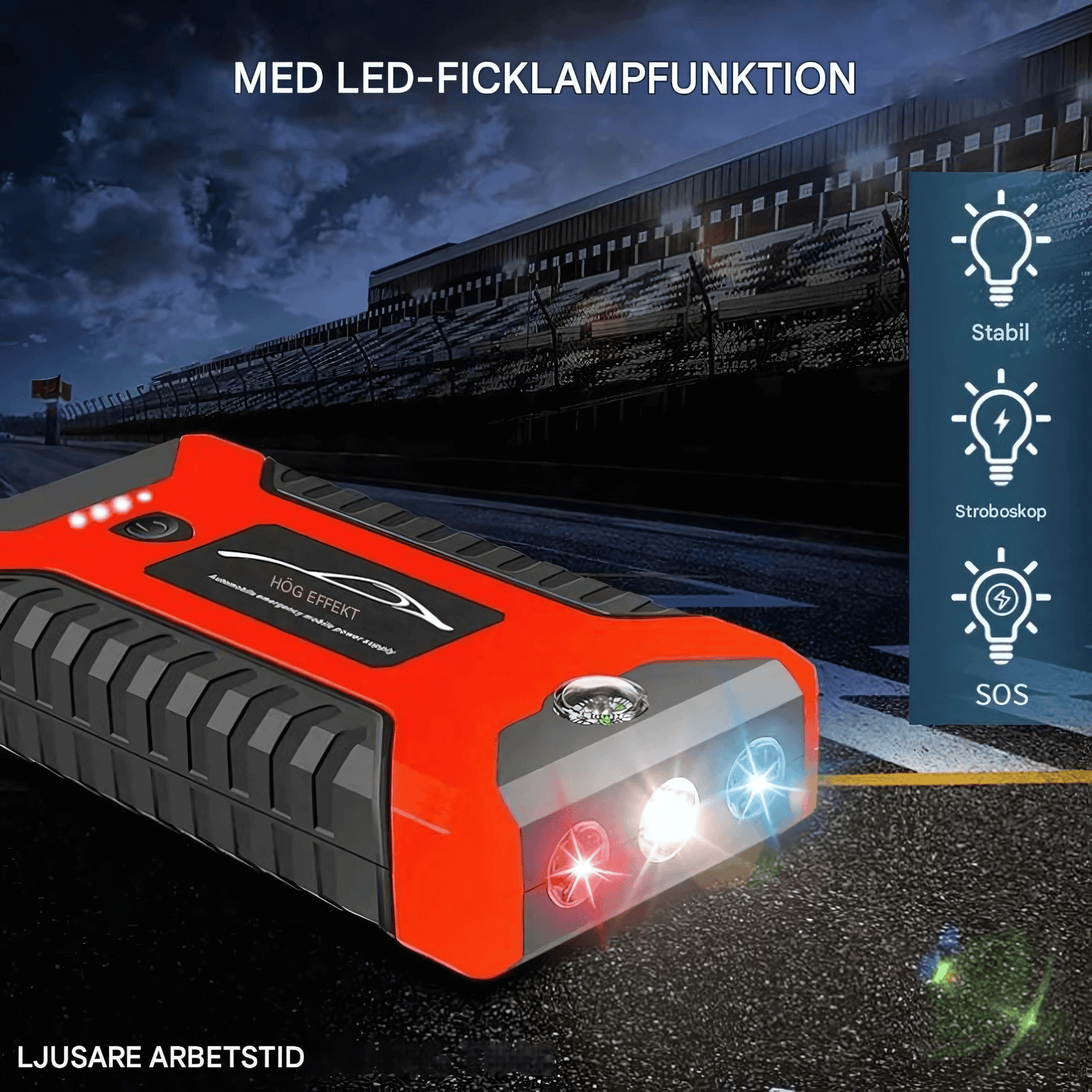 PowerBoost – Bærbar jumpstarter, powerbank og LED-belysning med 99 800 mAh kapasitet