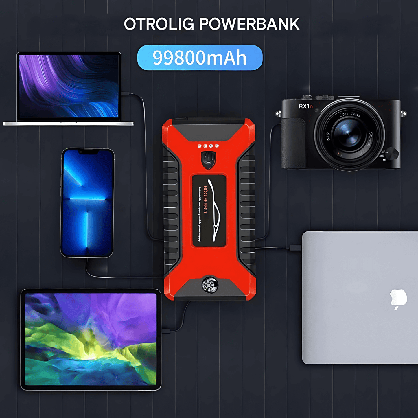 PowerBoost – Bærbar jumpstarter, powerbank og LED-belysning med 99 800 mAh kapasitet