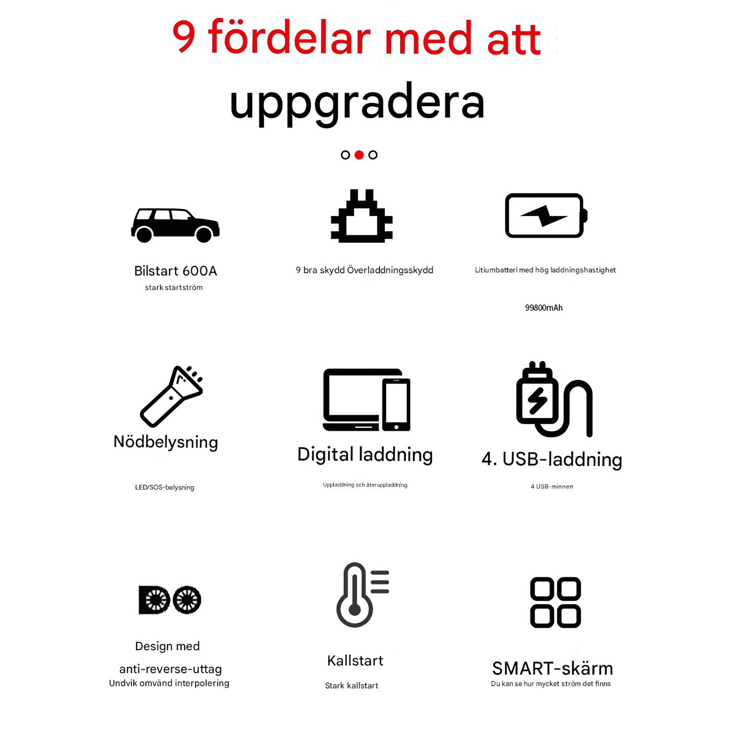 PowerBoost – Bærbar jumpstarter, powerbank og LED-belysning med 99 800 mAh kapasitet