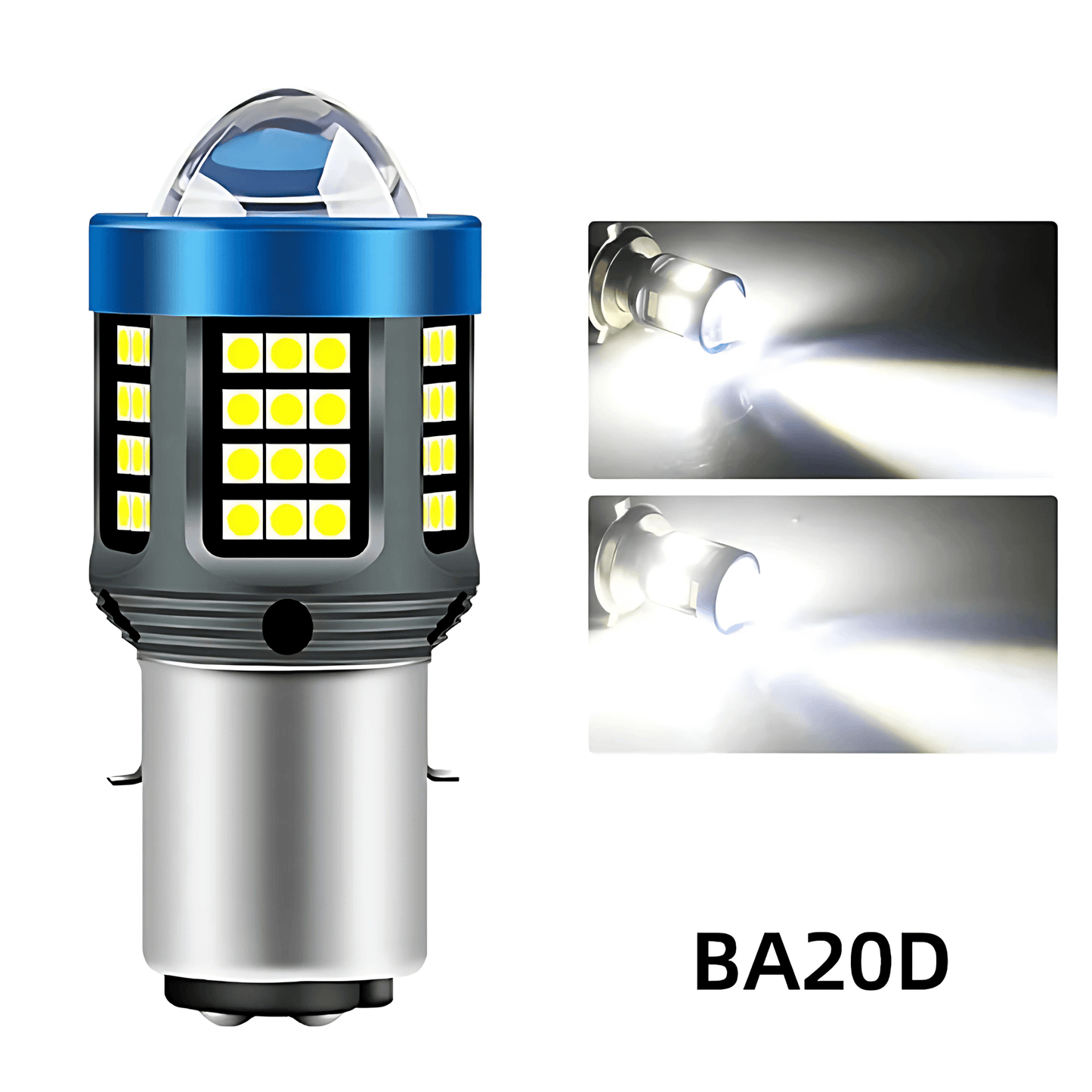 BrightGlide - LED motorsykkellys | H4 BA20D hvit og gul hi-lo frontlykt for scooter og MC