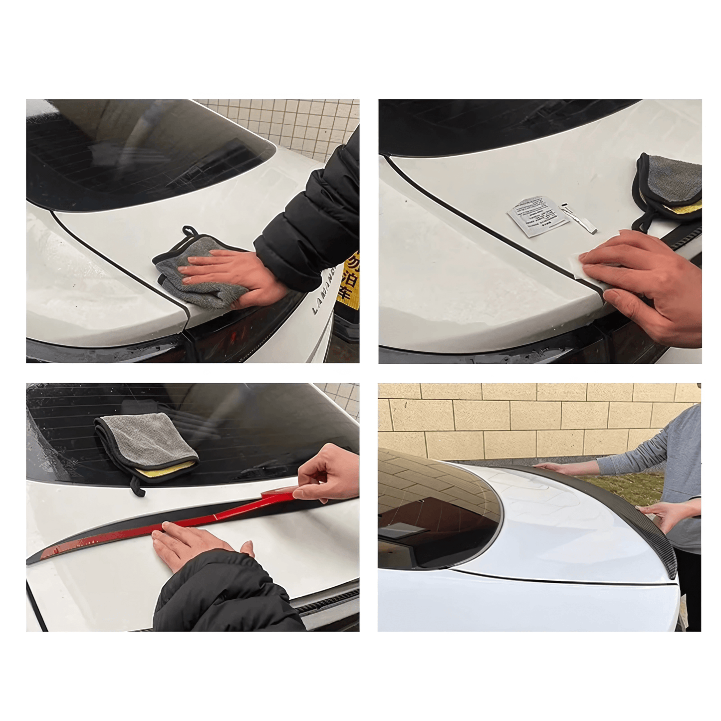 AeroShine - Bakluckespoiler | Glossy Svart & Kolfiberlook Universal Spoiler för Sportigare Bilprofil