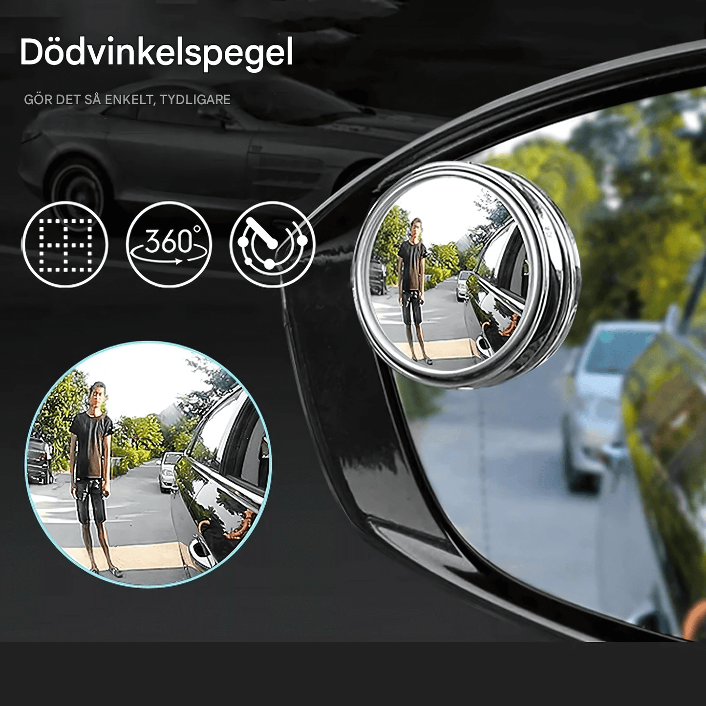 BlindSafe - Justerbare 360° bakspeil for økt sikkerhet og sikt