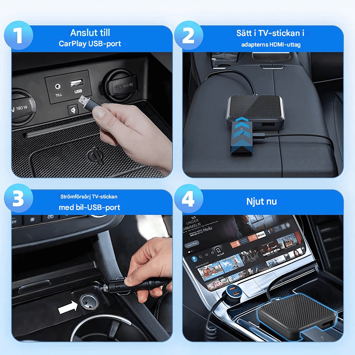 StreamLink – Multimedieadapter för Trådlös CarPlay, Android Auto & HDMI-Streaming i Bilen