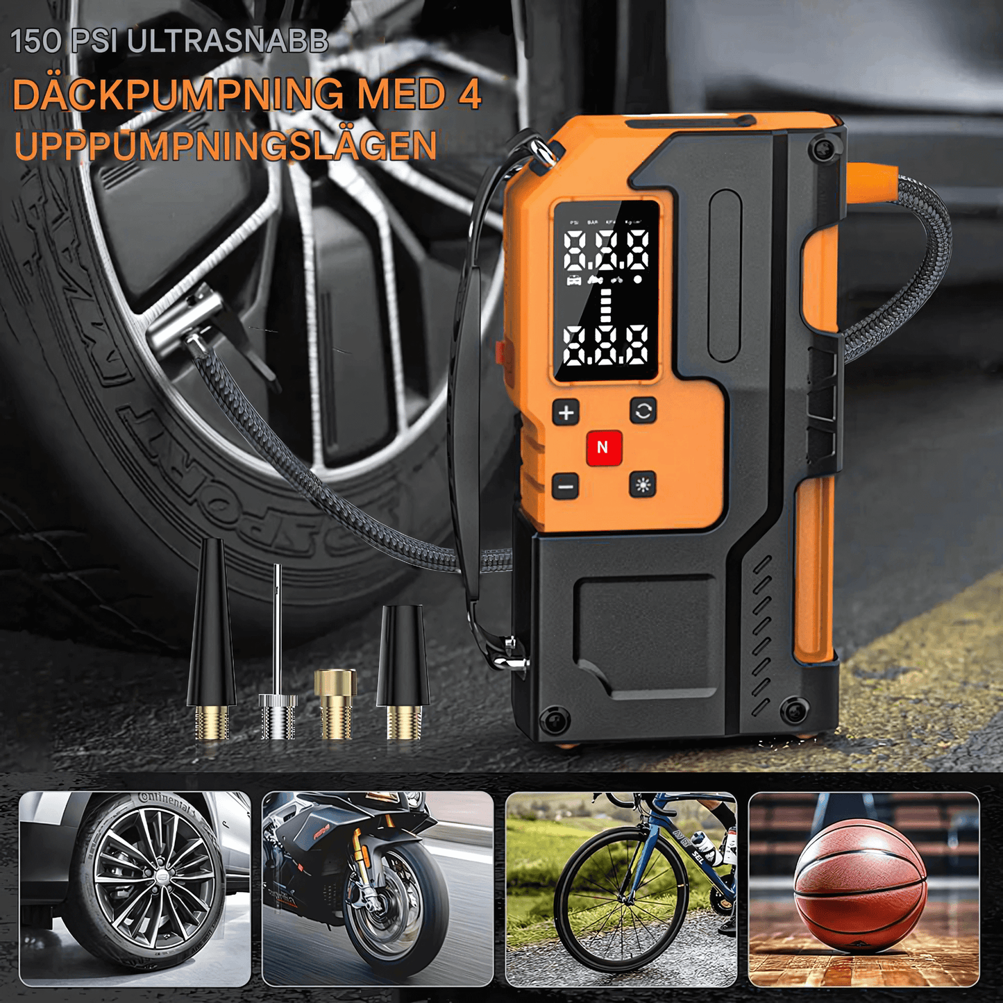PowerDrive - Portabel Starthjälp, Däckpump & Powerbank med Digital Display