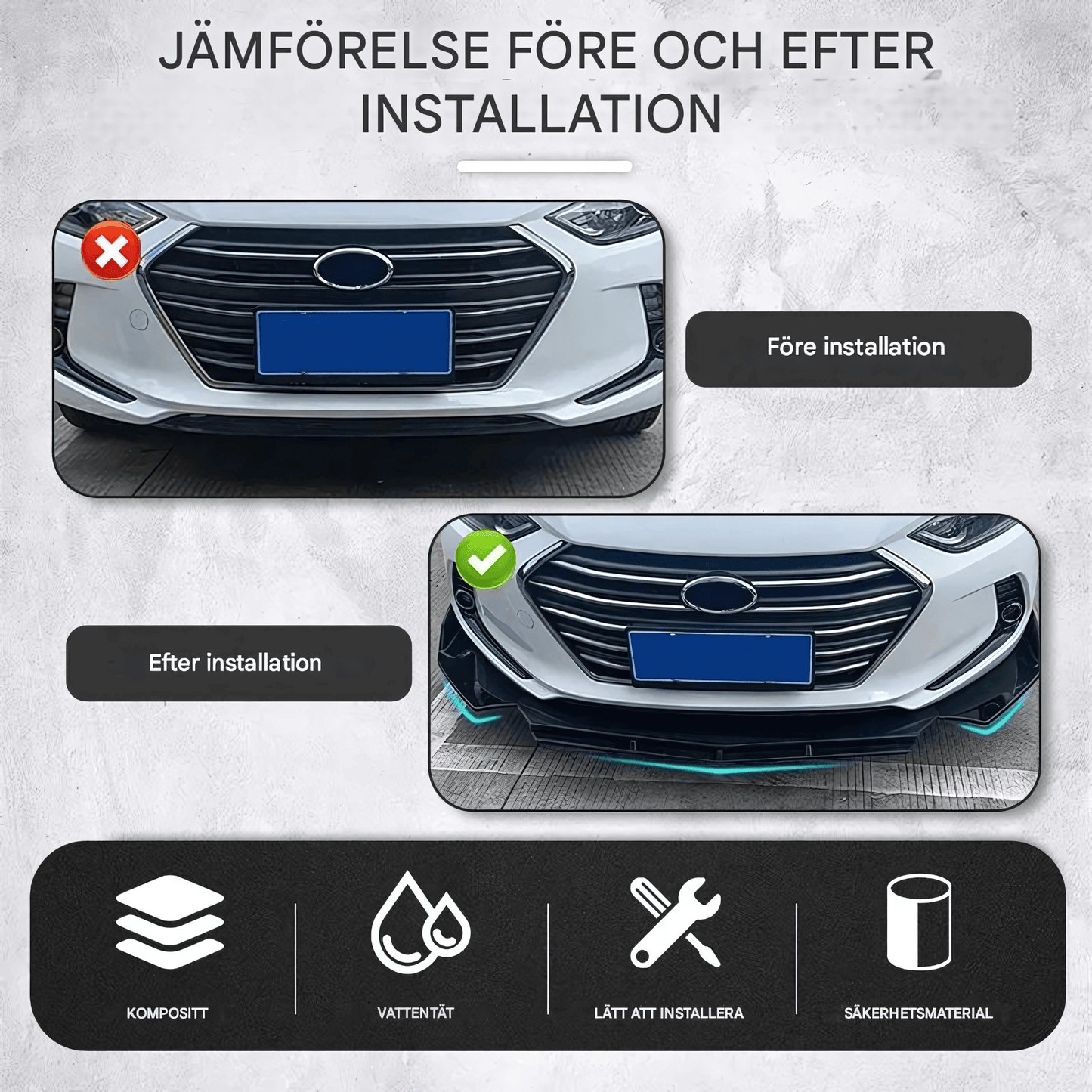 FlexGuard - BumperKit för Bil | Justerbart Stötfångarskydd i 5 Delar med Racingstil