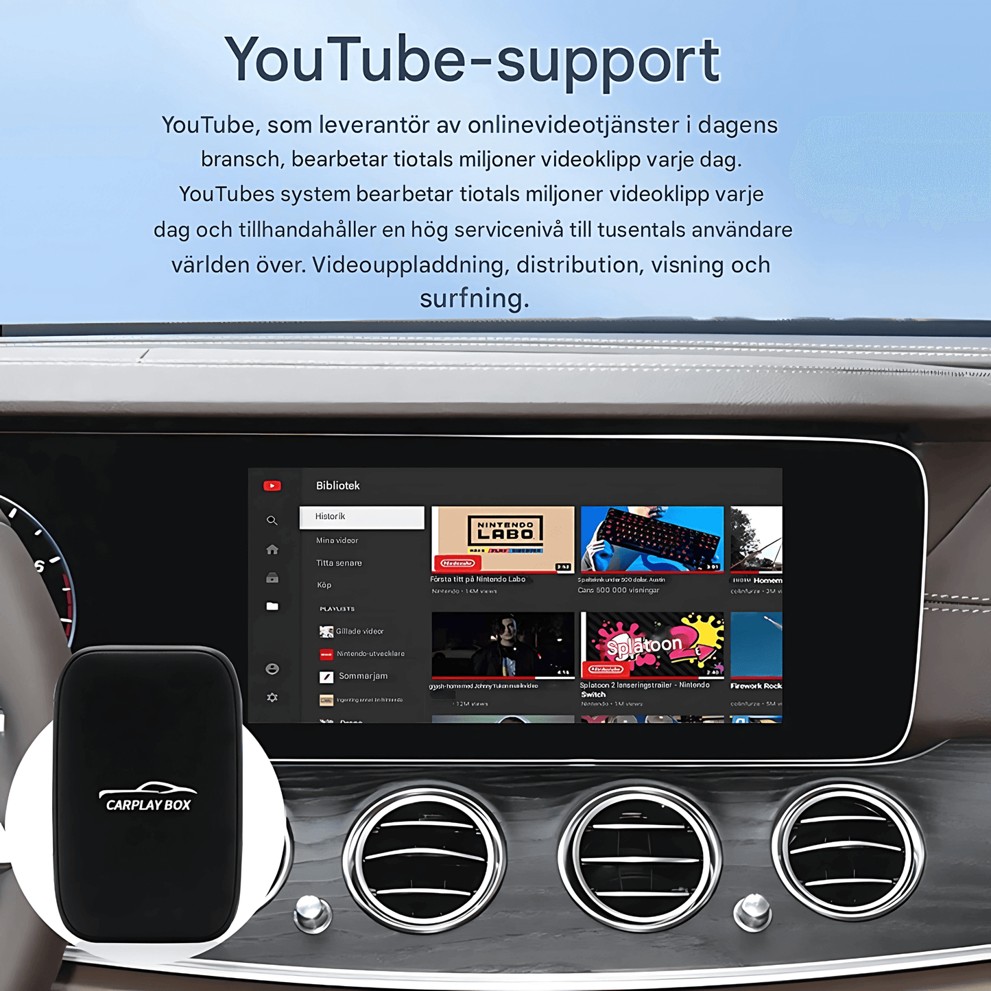 StreamRide – SmartBox | Gjør din kablede CarPlay om til trådløs CarPlay og Android Auto med videoapper