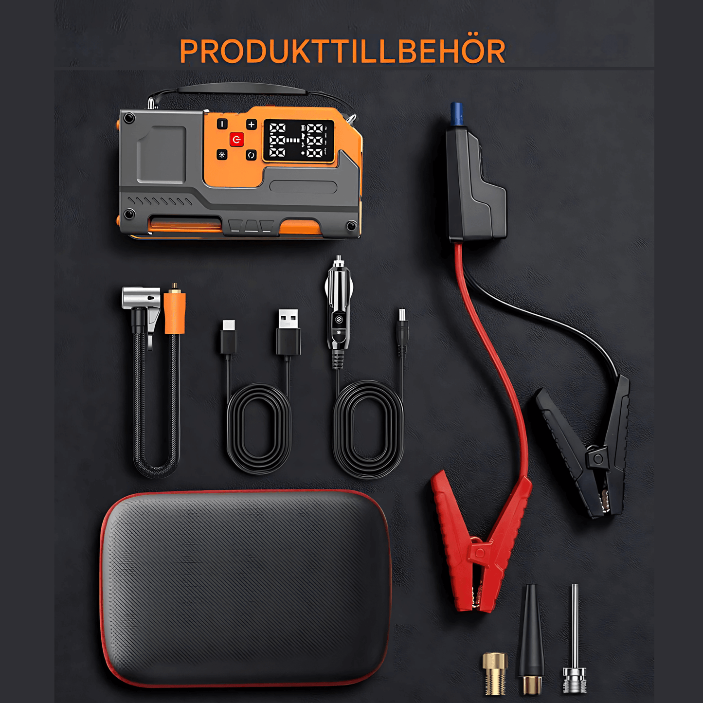 PowerDrive - Portabel Starthjälp, Däckpump & Powerbank med Digital Display