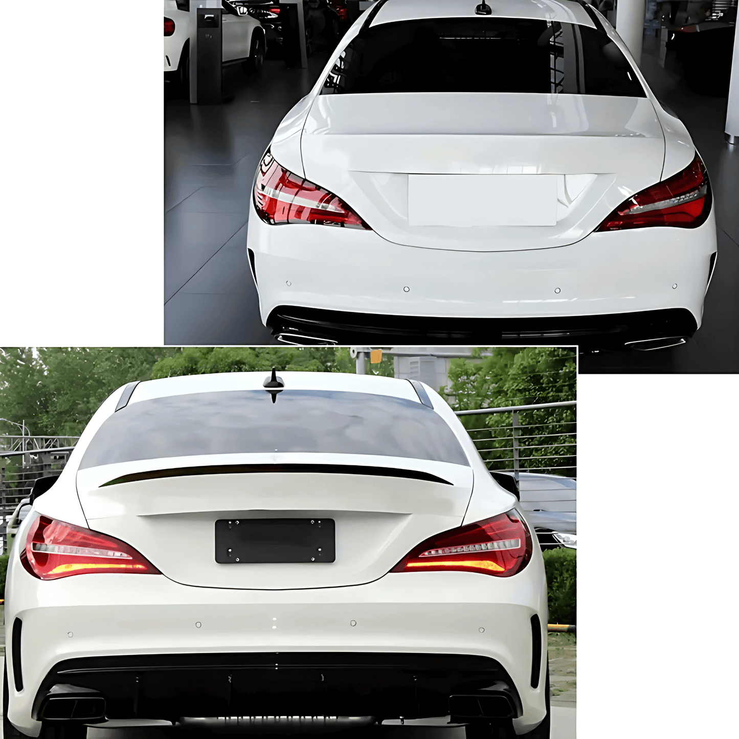 AeroShine - Bakluckespoiler | Glossy Svart & Kolfiberlook Universal Spoiler för Sportigare Bilprofil