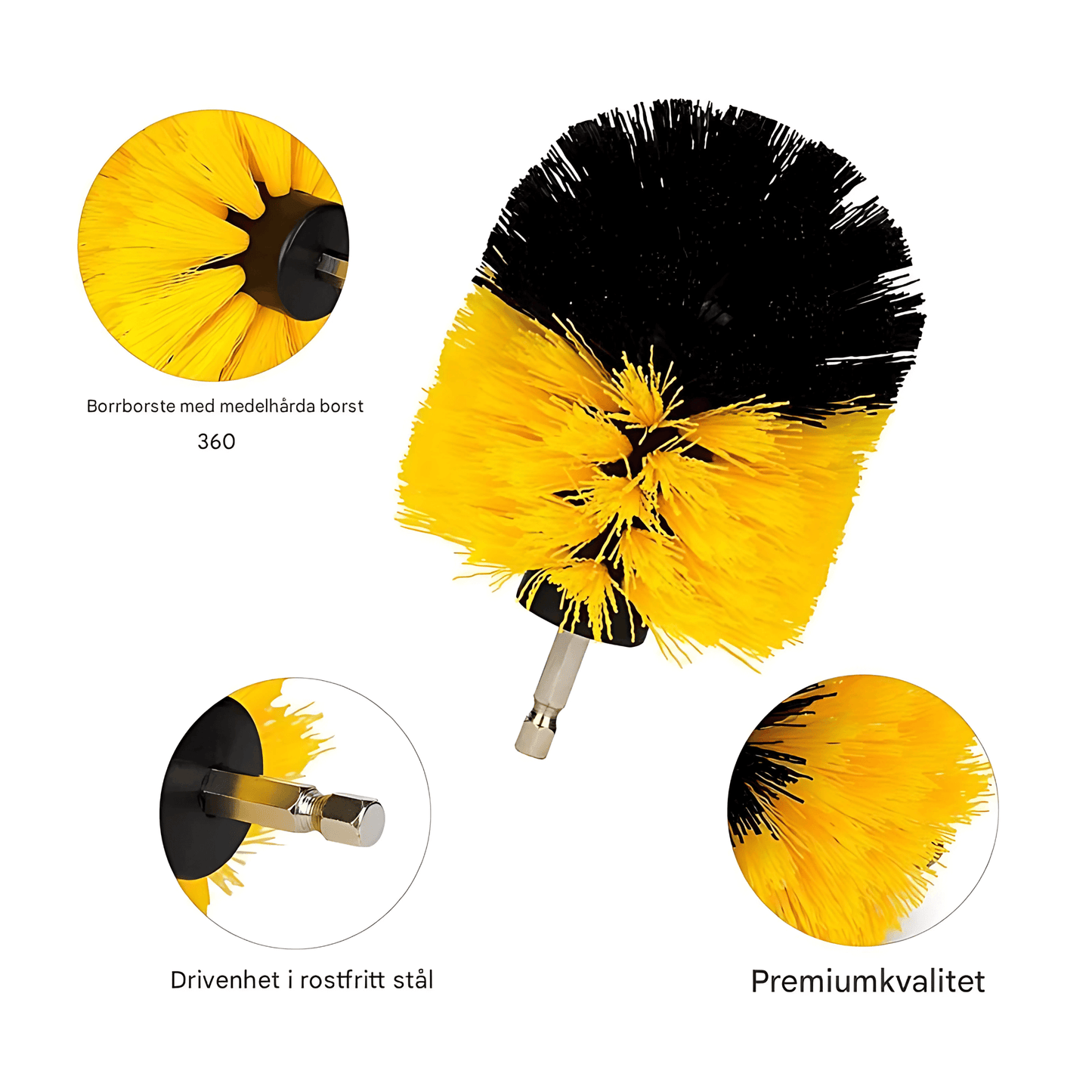 DrillScrub - Car Brush for Drill Machine | Nylon Cleaning Brush for Tires, Seats and Interior