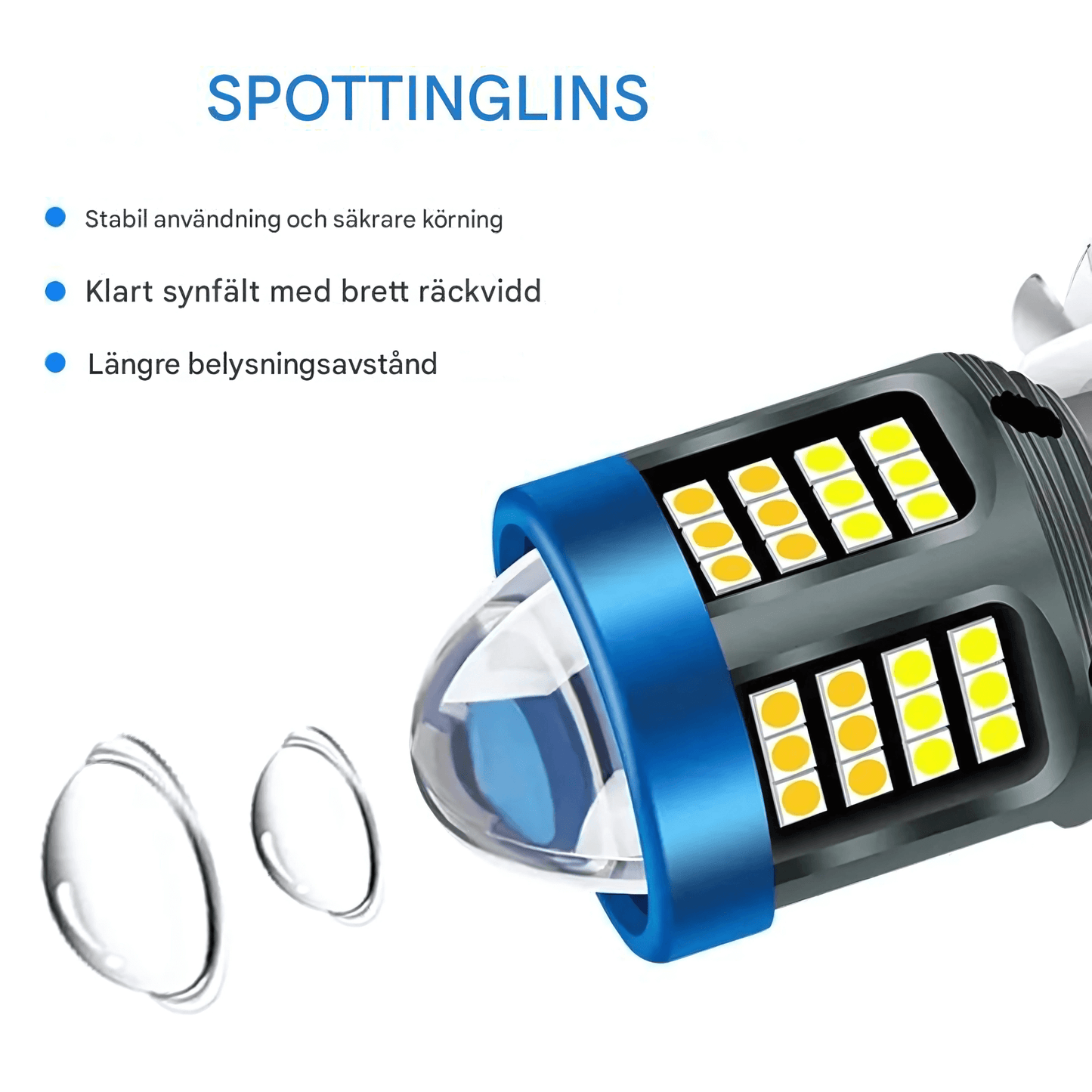 BrightGlide - LED motorsykkellys | H4 BA20D hvit og gul hi-lo frontlykt for scooter og MC