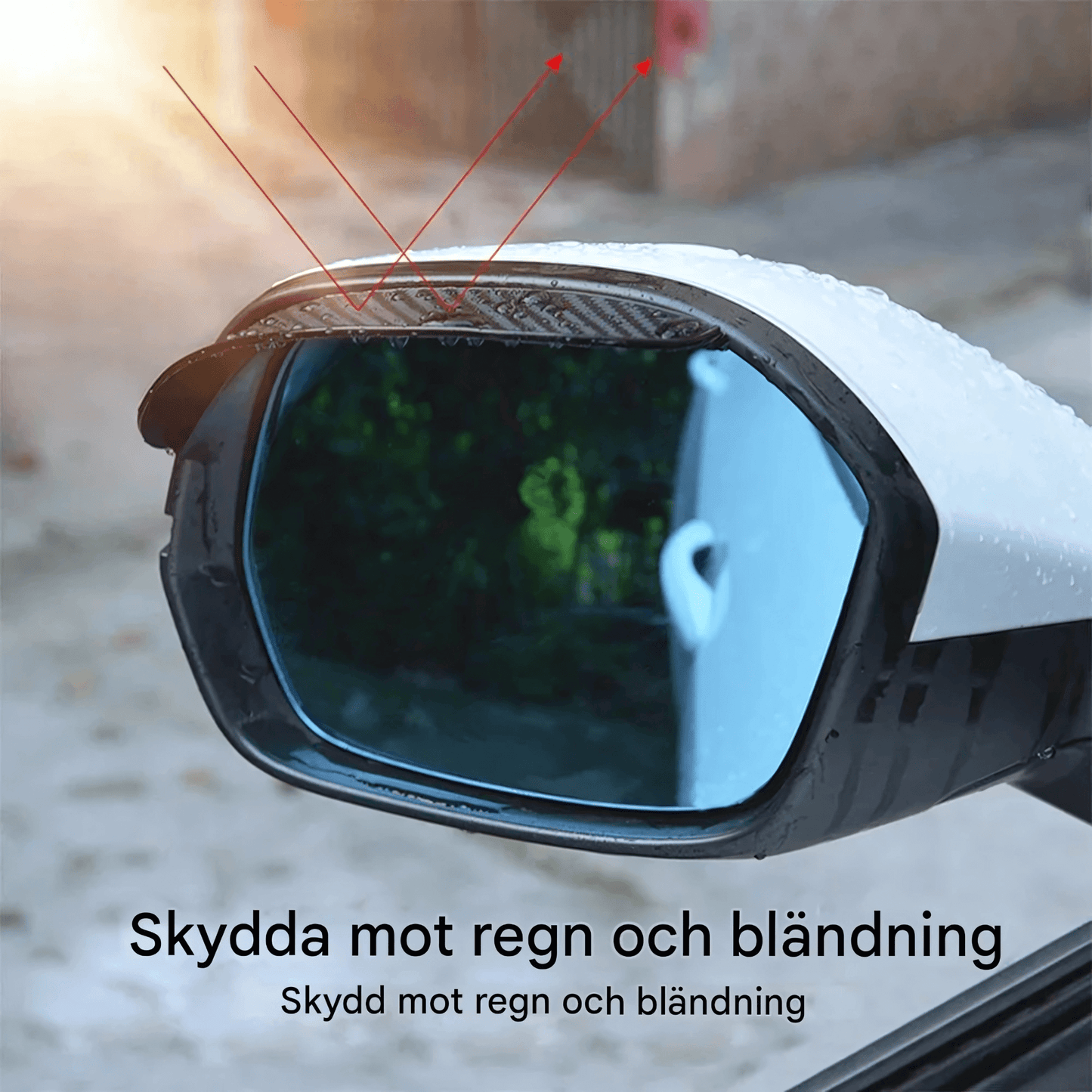 RainShield - 2-Pack Regnskydd för Backspeglar i Kolfibermönster | Universellt Passande Skydd mot Regn och Bländning