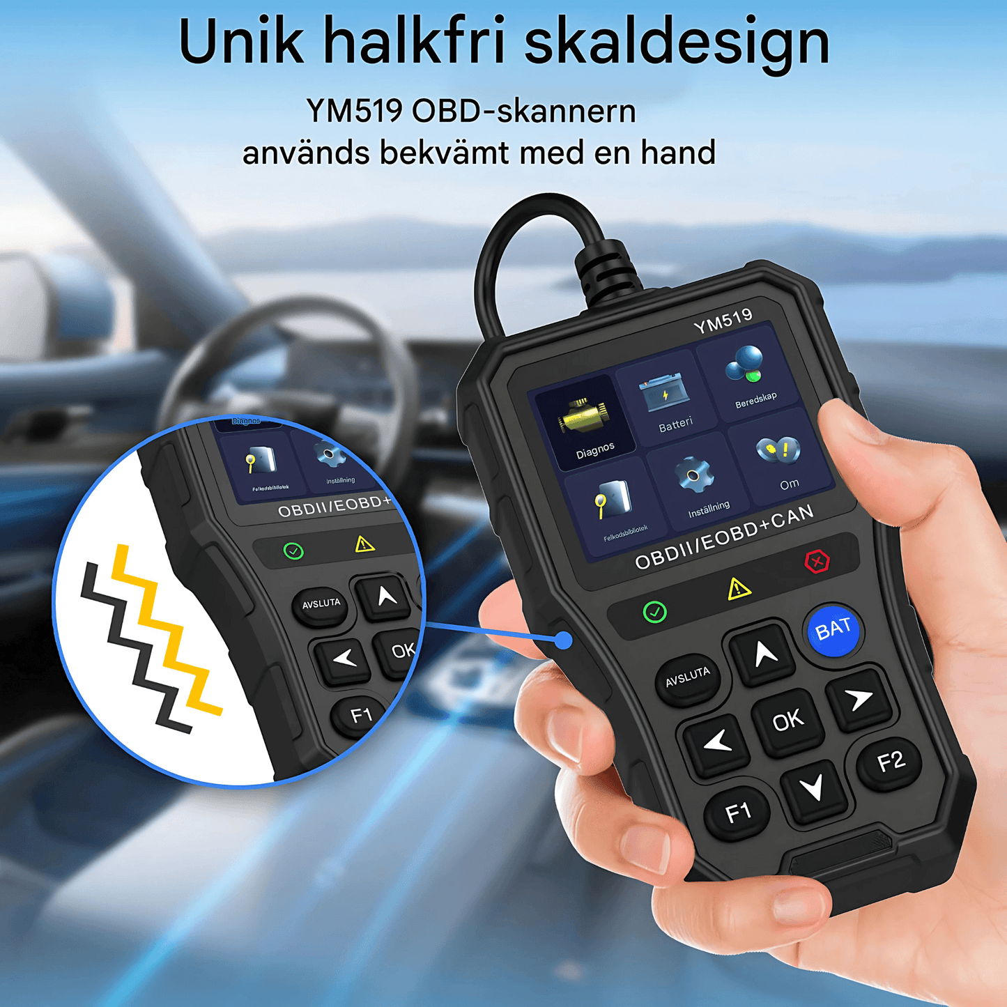 ScanNova - YM519 ProCheck | OBD2 Bilscanner med Batteritest, Felkodsläsare och Realtidsdata
