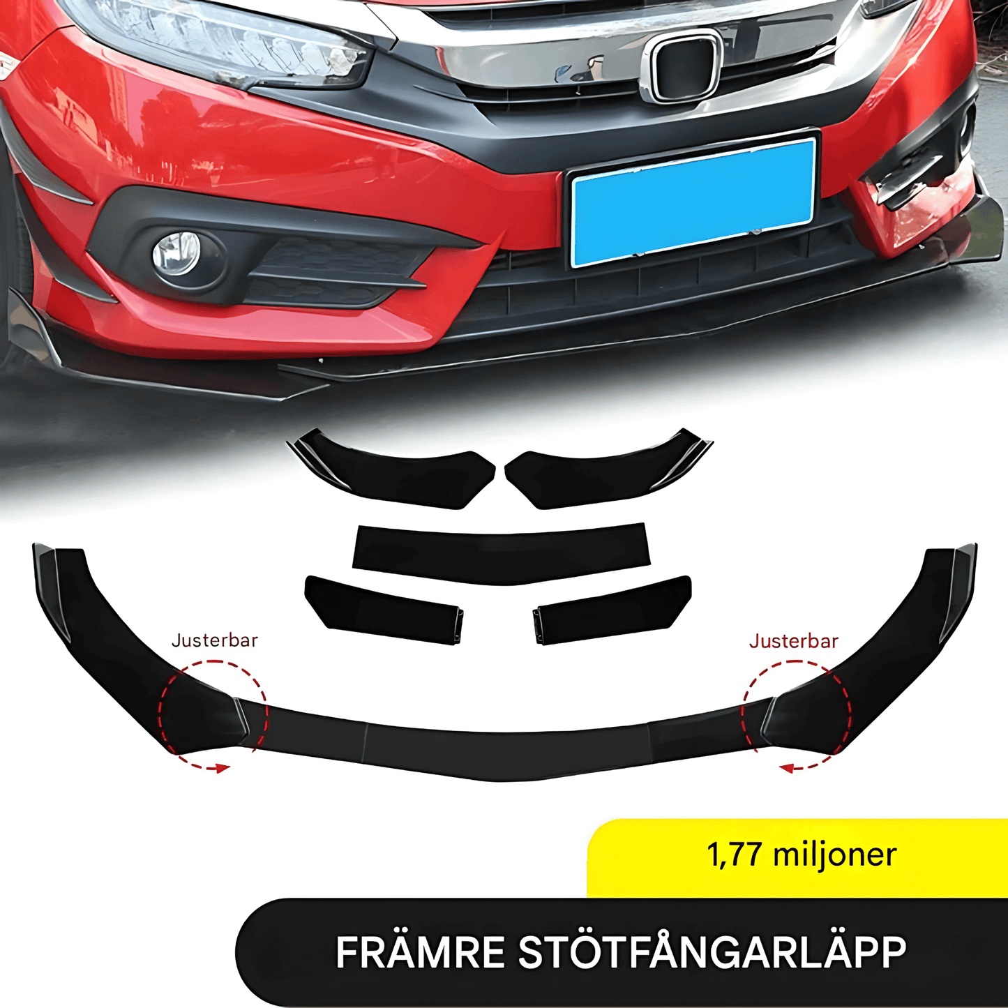 FlexGuard - BumperKit för Bil | Justerbart Stötfångarskydd i 5 Delar med Racingstil