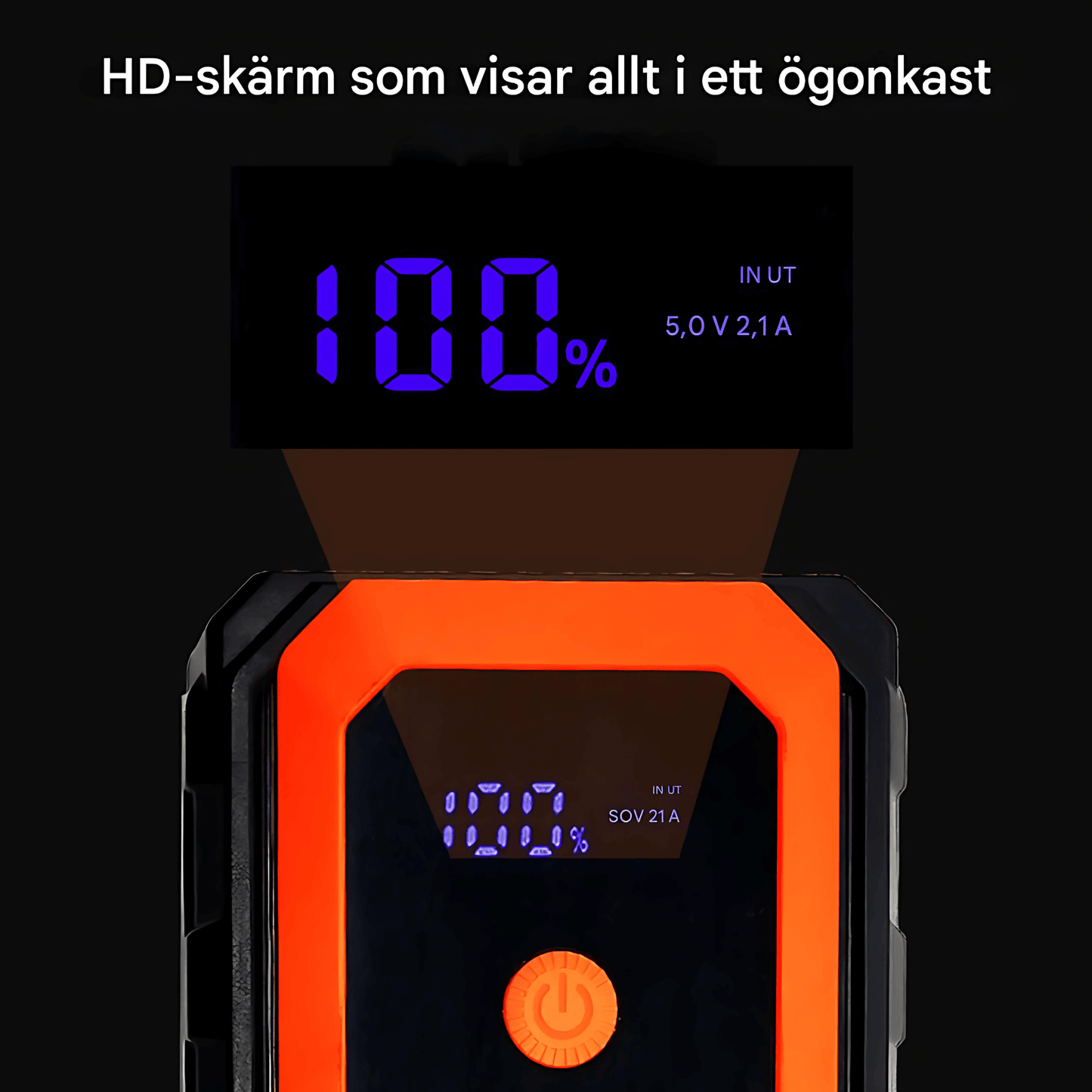 PowerCruise – Starthjälp & Powerbank 2500A med LED‑Lampa & Snabbladdning