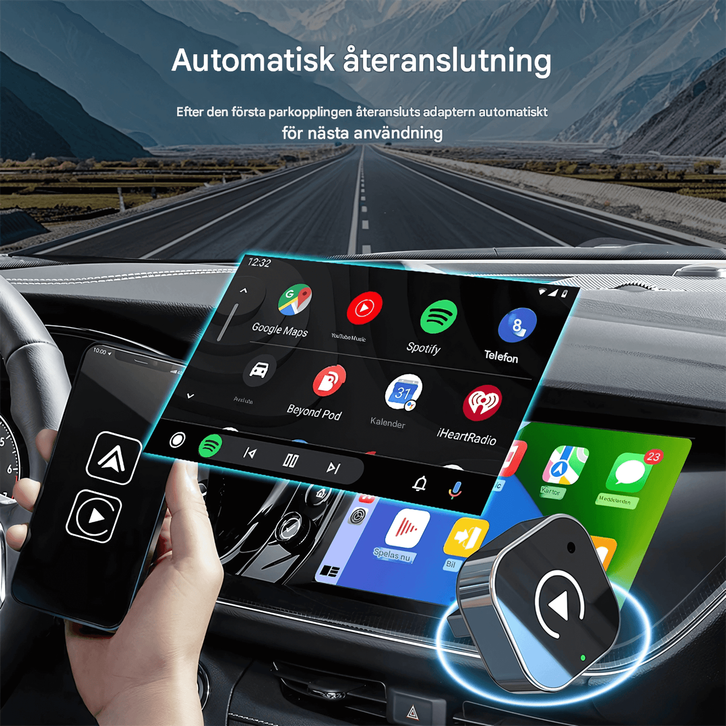 AutoLink 2.0 – Trådløs adapter | Gjør din kablede CarPlay om til trådløs CarPlay og Android Auto