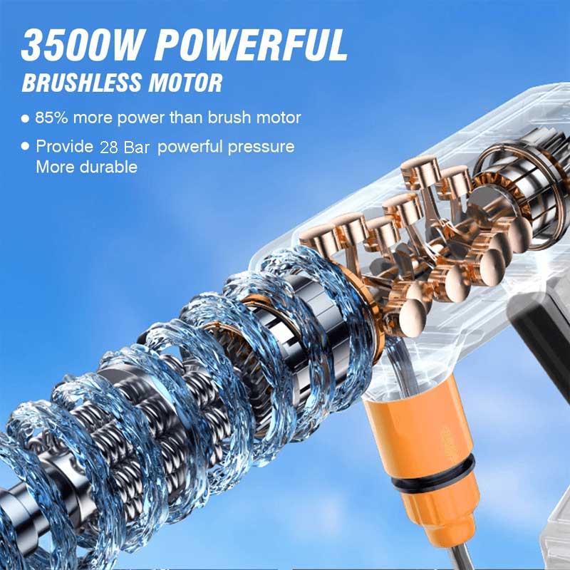JetWash - Kraftfull Batteridriven Trådlös Högtryckstvätt 3500W 28 Bar