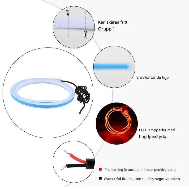 LumiStrip - Vanntett 150 cm LED DRL-lyslist for stilig bildekor
