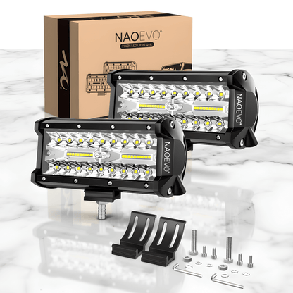 DriveFlux – NAOEVO 7" LED Ljusramp 240W Spot/Flood Combo IP68 Arbetsljus för Offroad, Bil, ATV, UTV & Båt