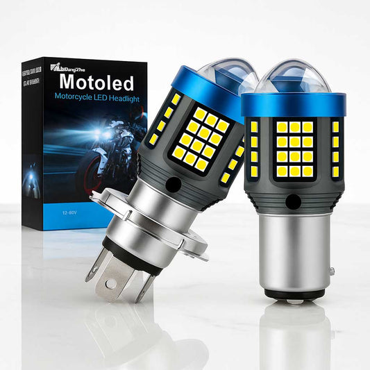BrightGlide - LED motorsykkellys | H4 BA20D hvit og gul hi-lo frontlykt for scooter og MC