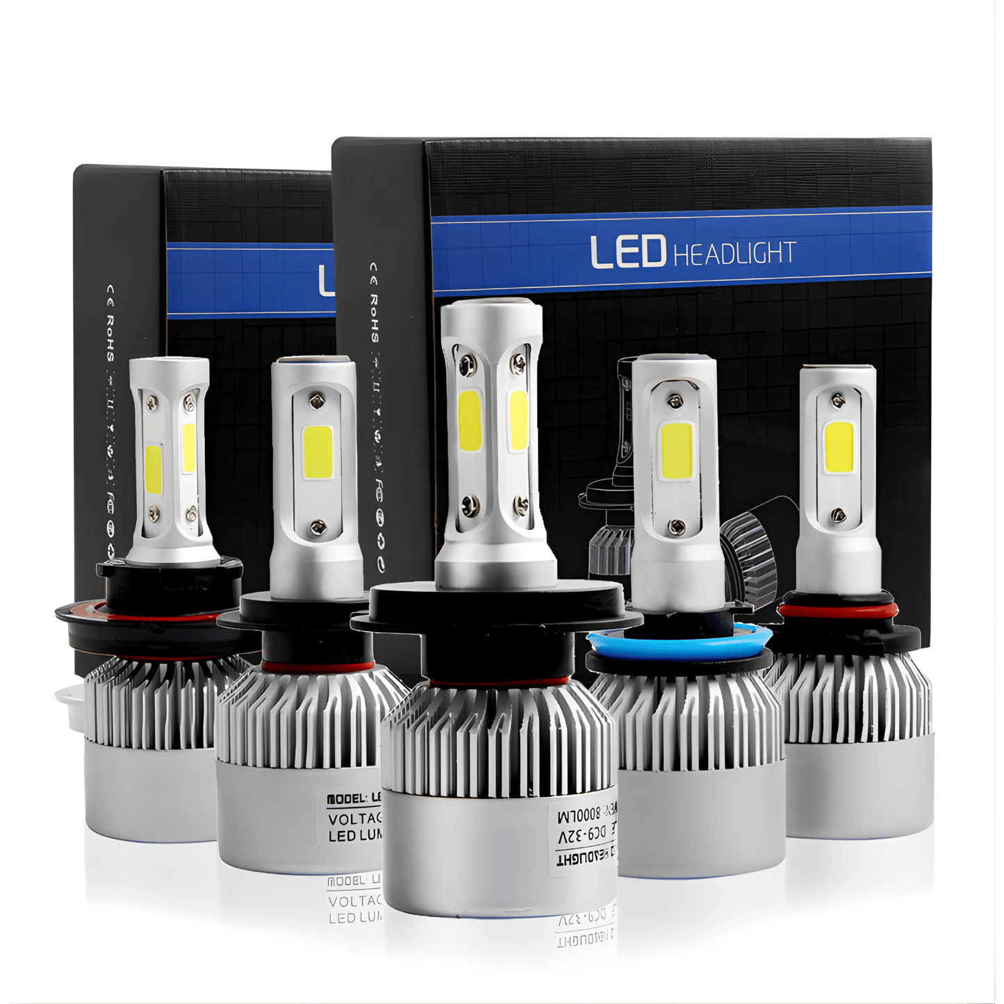 BeamNova – 2-pack LED Strålkastare H1 H7 H4 9005 9006 S2 72W 8000LM 6500K Bilglödlampor för Helljus, Halvljus och Dimljus