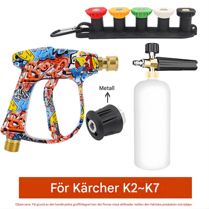 BlastGrip – Professionellt Högtryckshandtag med Justerbart Munstyckspaket & Kompatibla M22/Kärcher-adaptrar för Rengöring